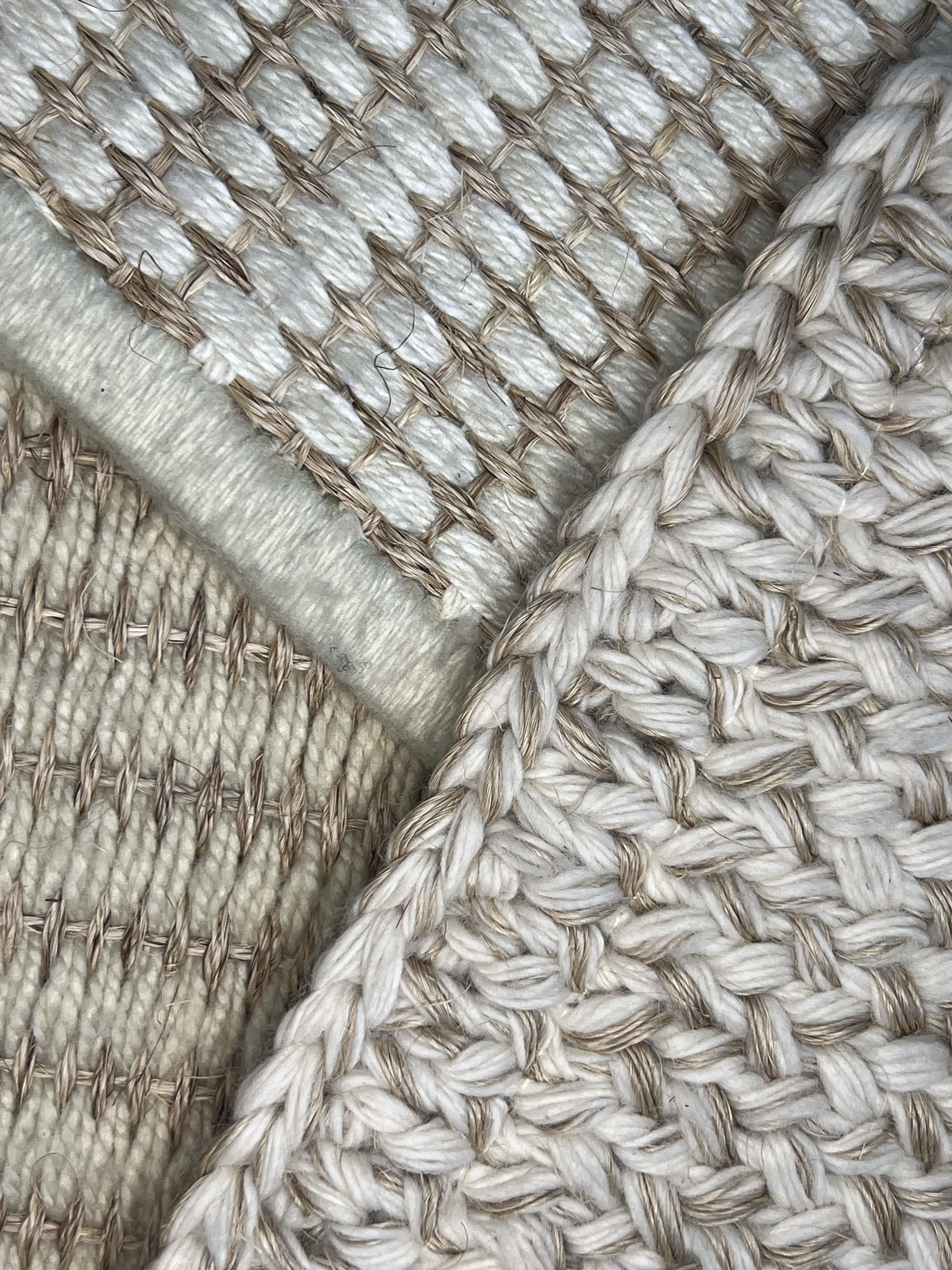 Ivory and Grey Herringbone-texture Weave Area Rug