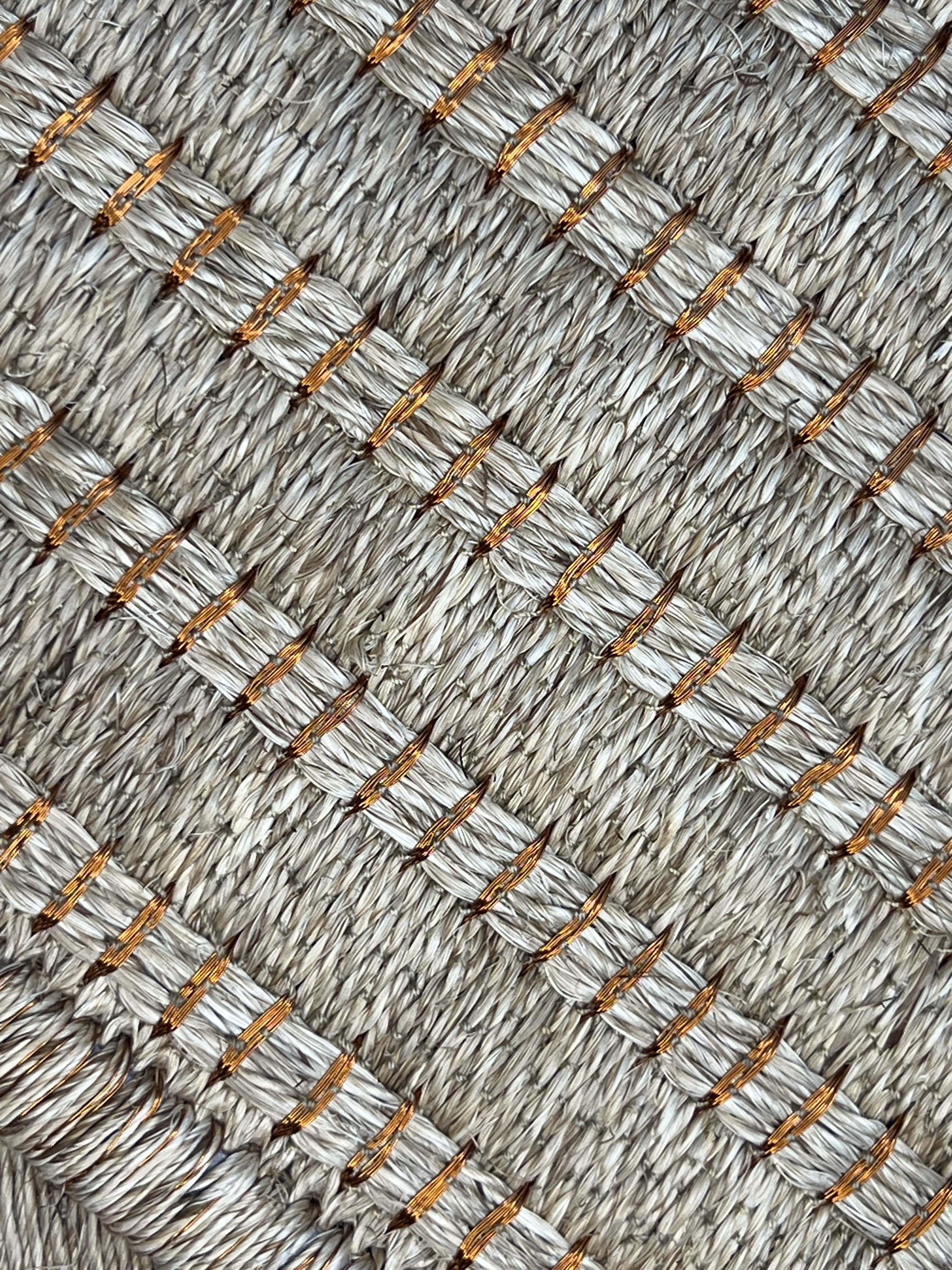 Beige and Copper Pinstripe Flatweave Area Rug