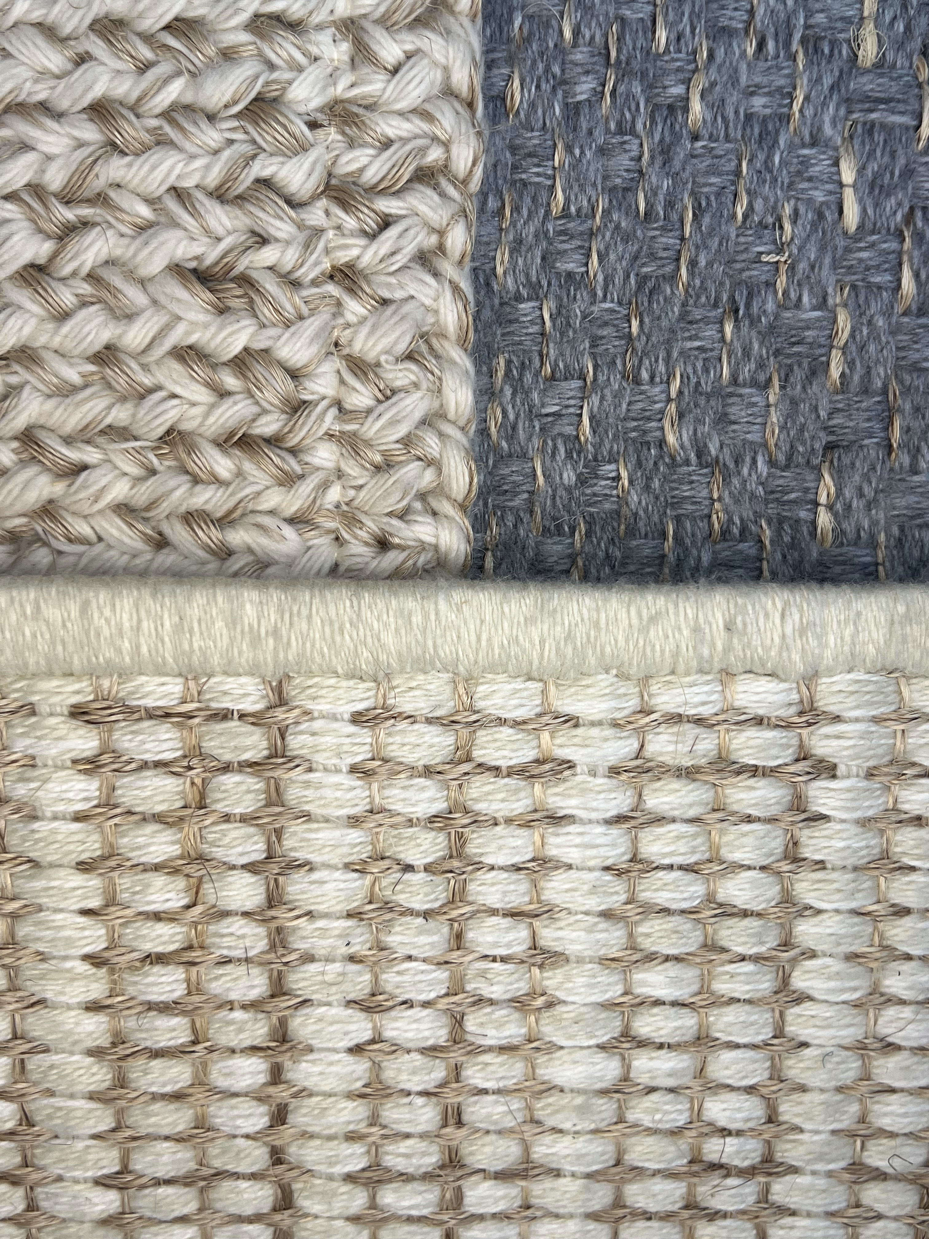 Grey-blue and Cream Colorblock Flatweave Area Rug