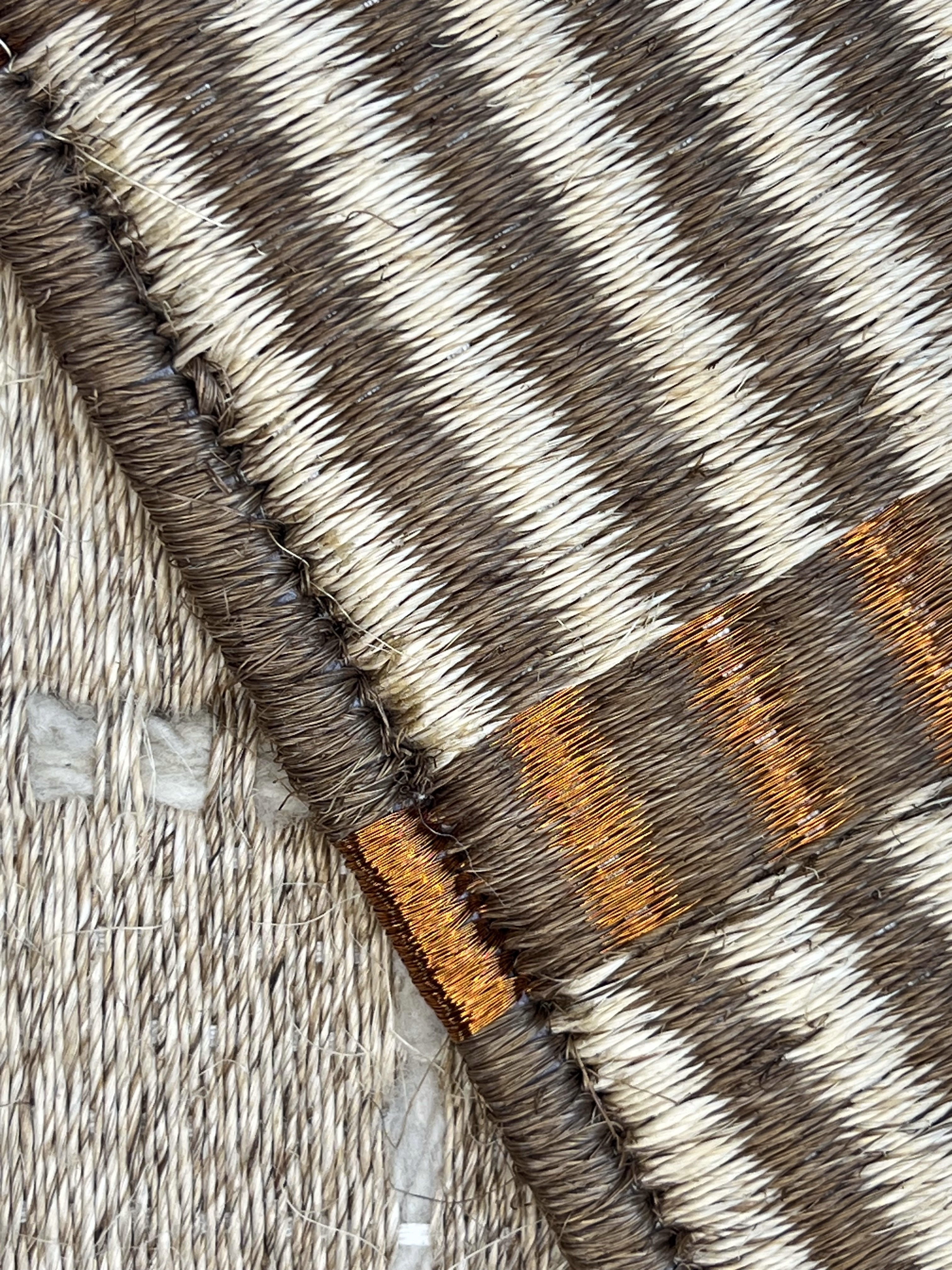 Brown and Grey Copper-accent Stripe Flatweave Area Rug