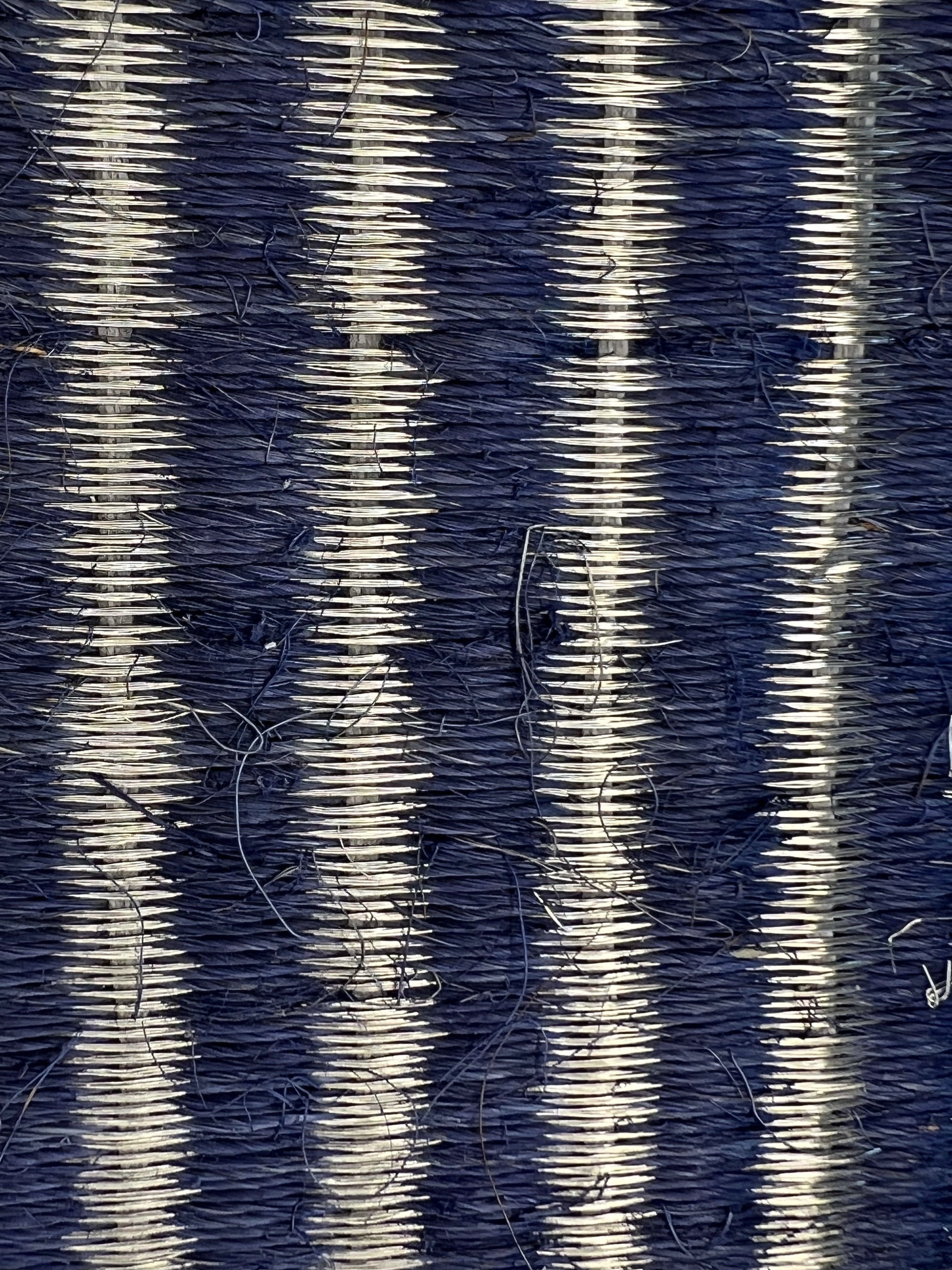 Navy Blue and Natural Vertical-stripe Seagrass Area Rug