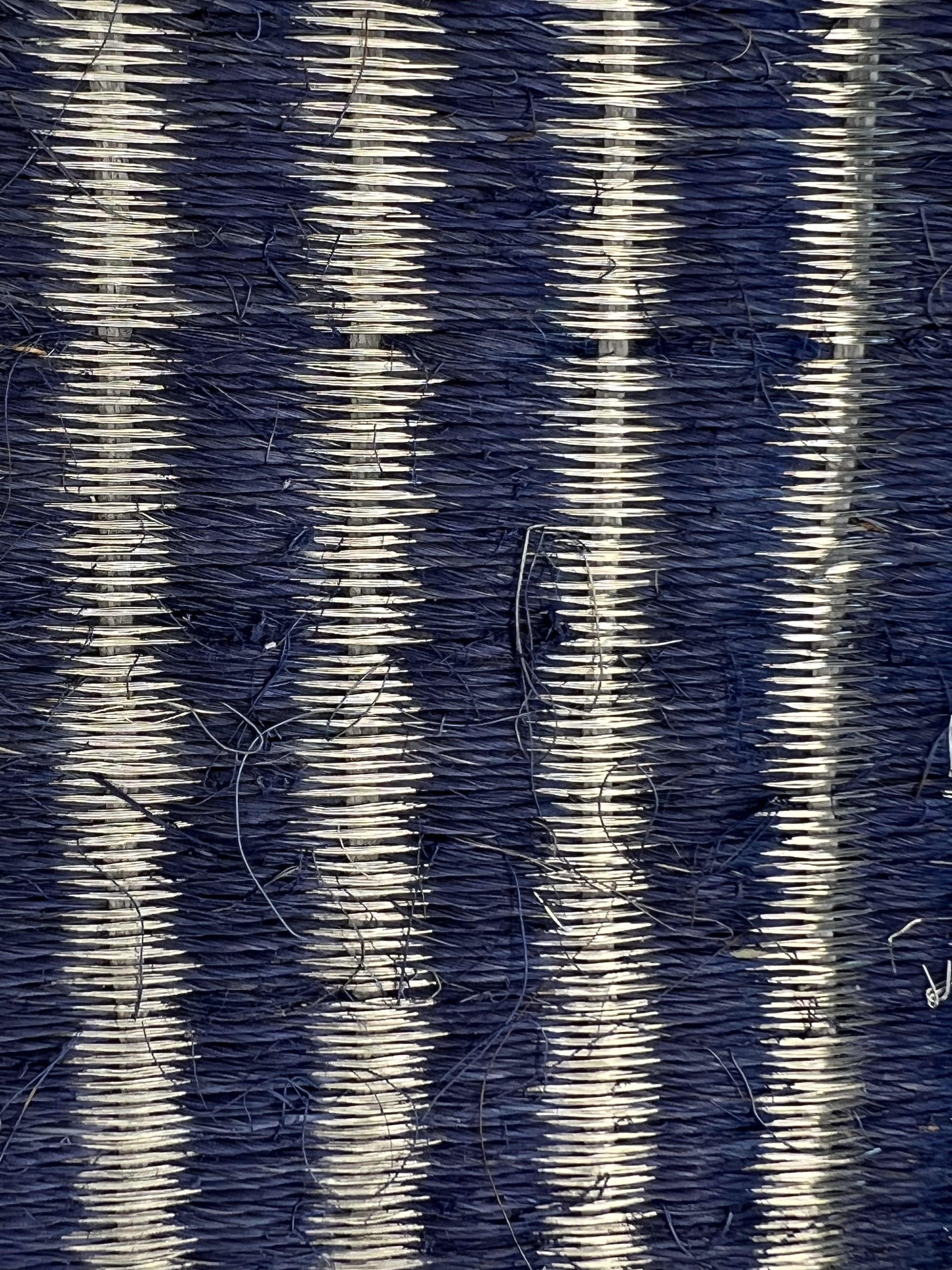Navy Blue and Natural Vertical-stripe Seagrass Area Rug