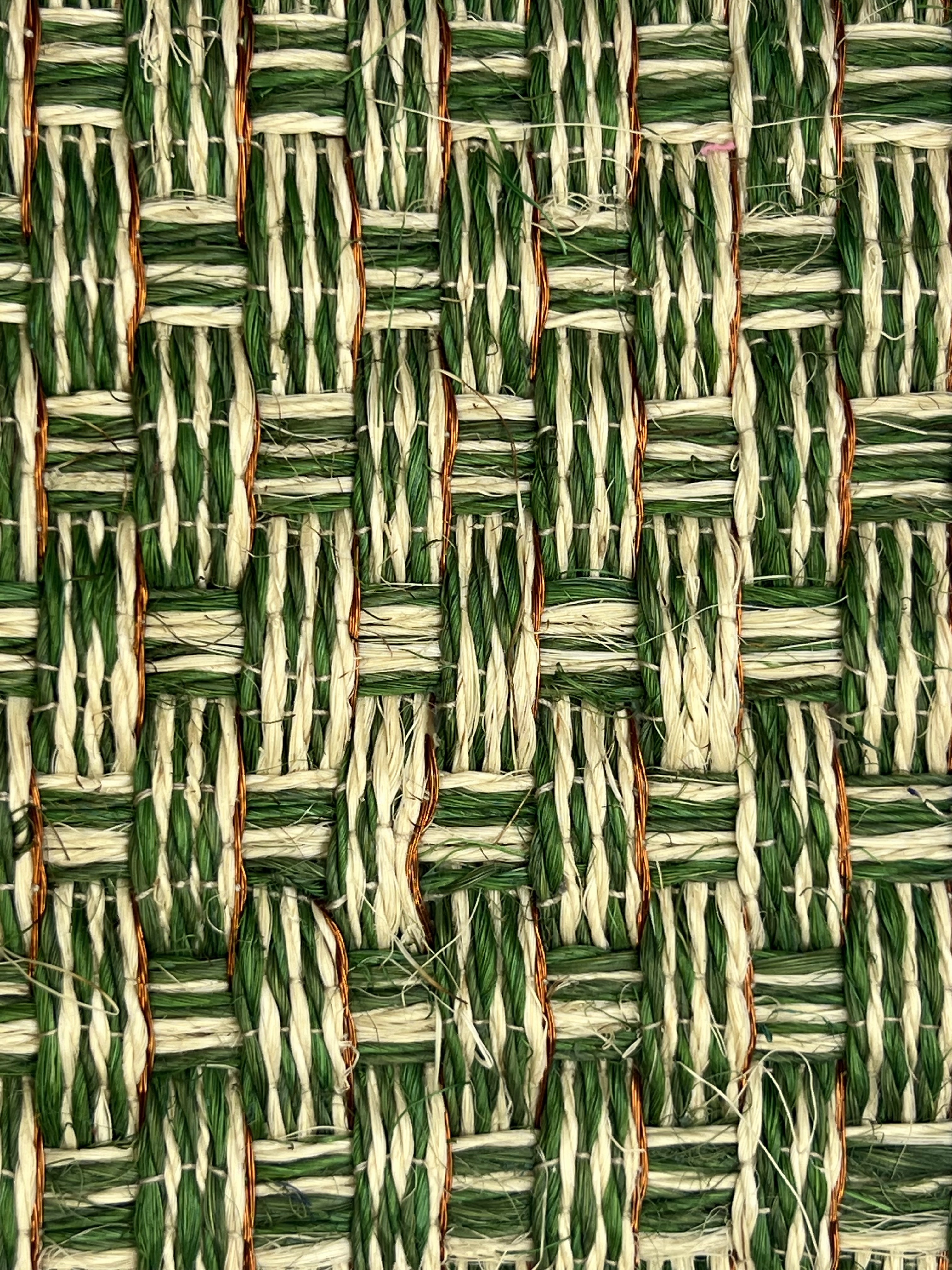 Dark Green and Cream Basketweave Area Rug