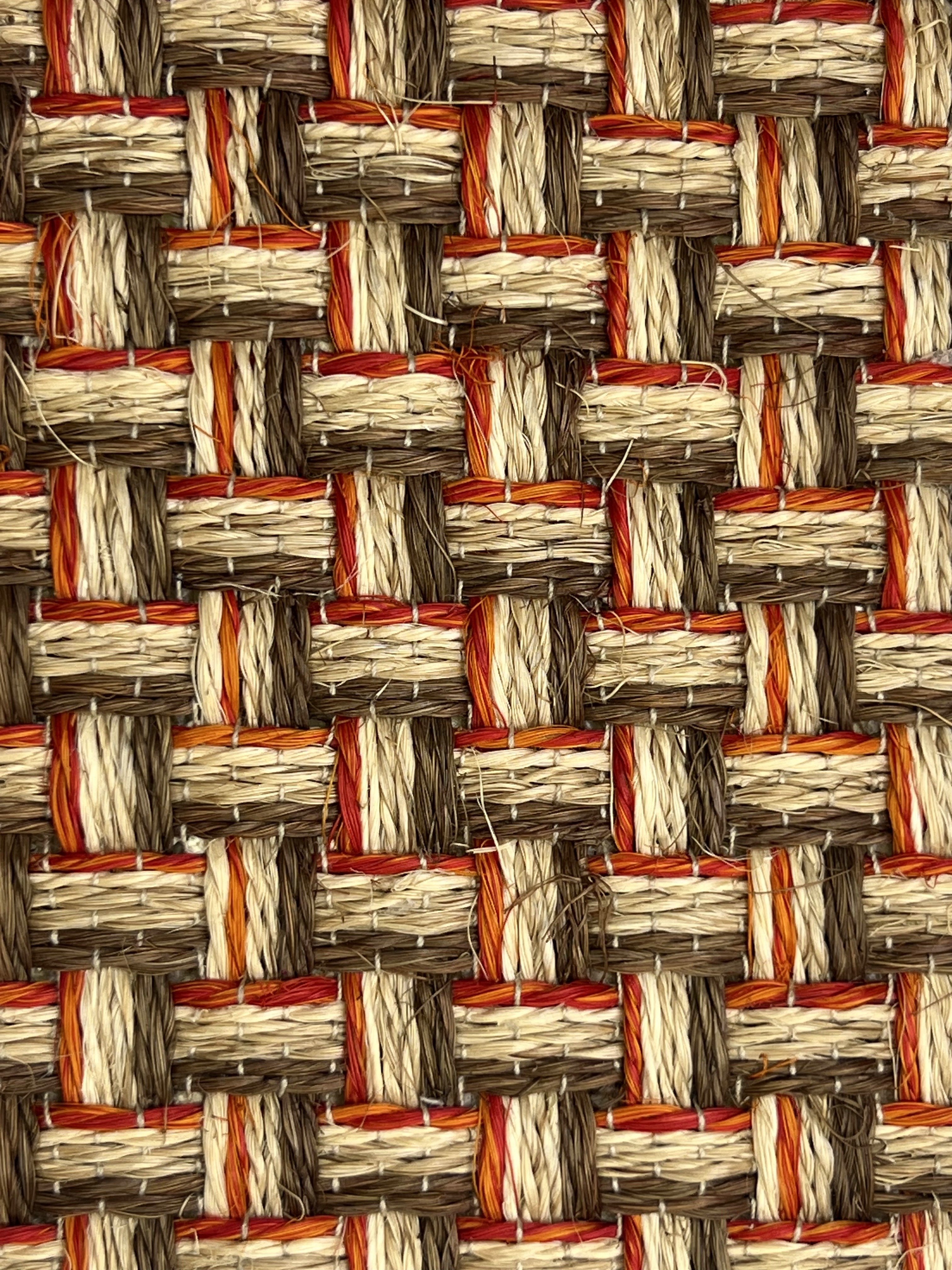 Red, Brown and Cream Basketweave Area Rug