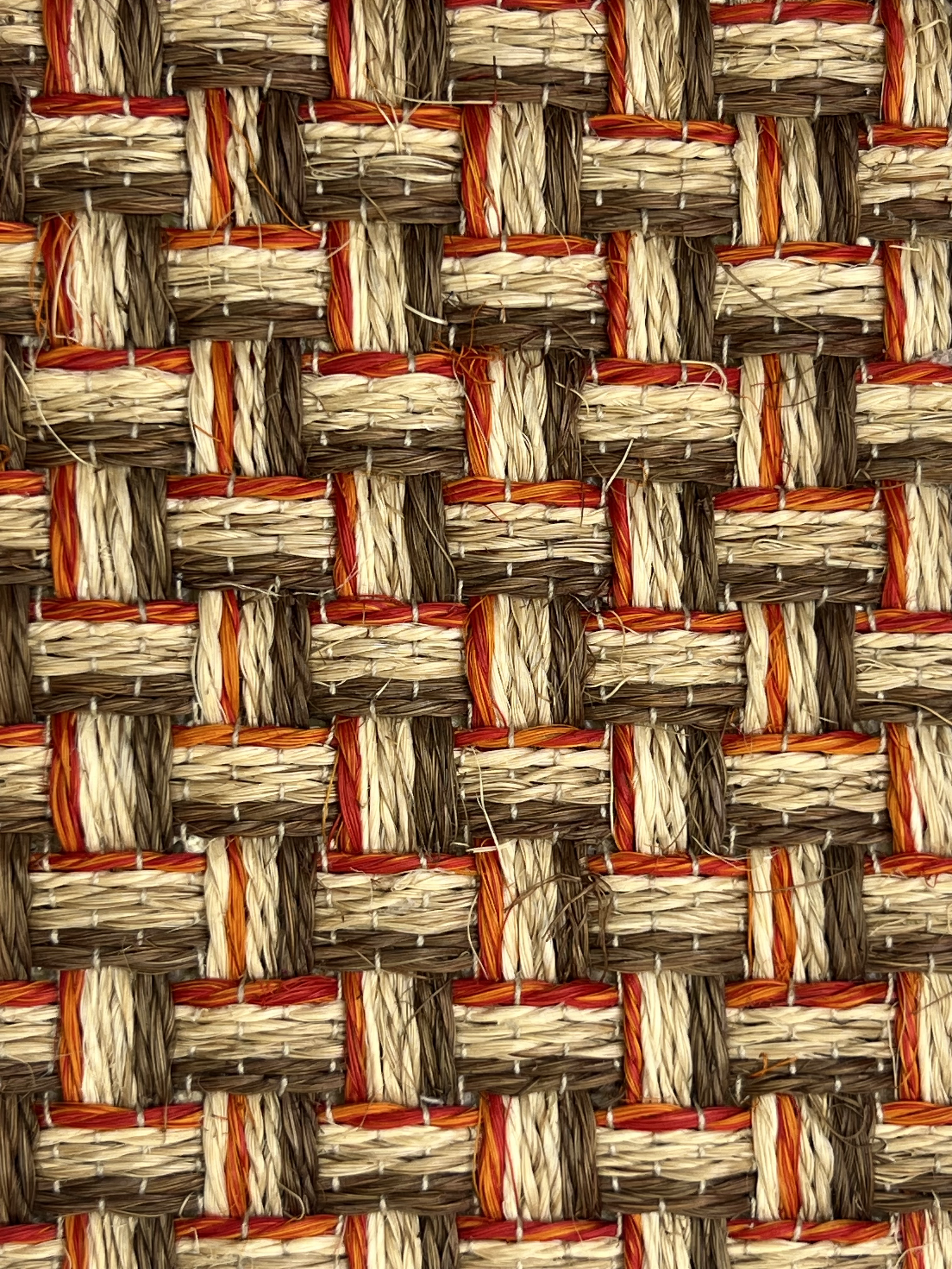 Red, Brown and Cream Basketweave Area Rug