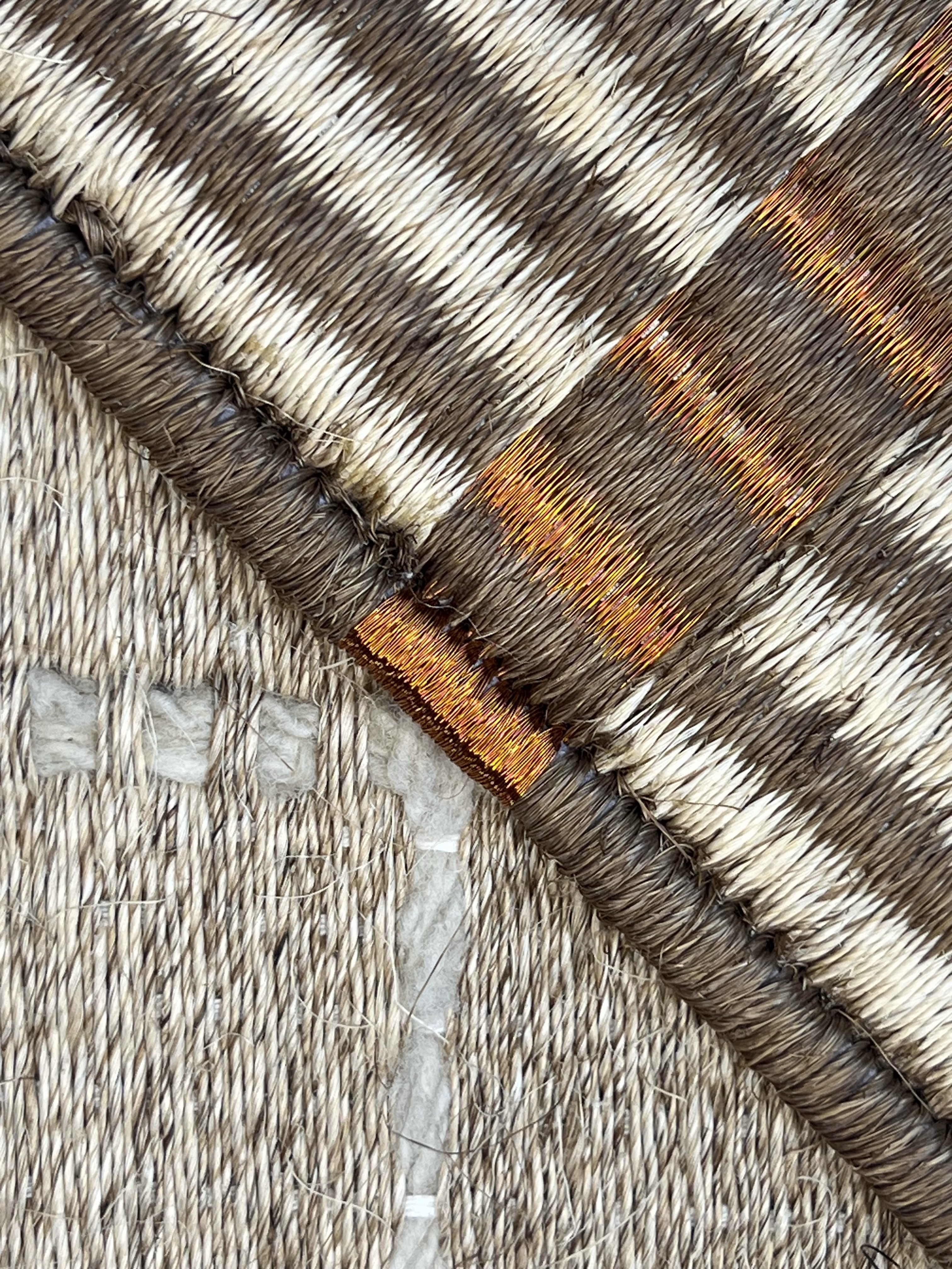Brown and Cream Copper-accent Stripe Flatweave Area Rug