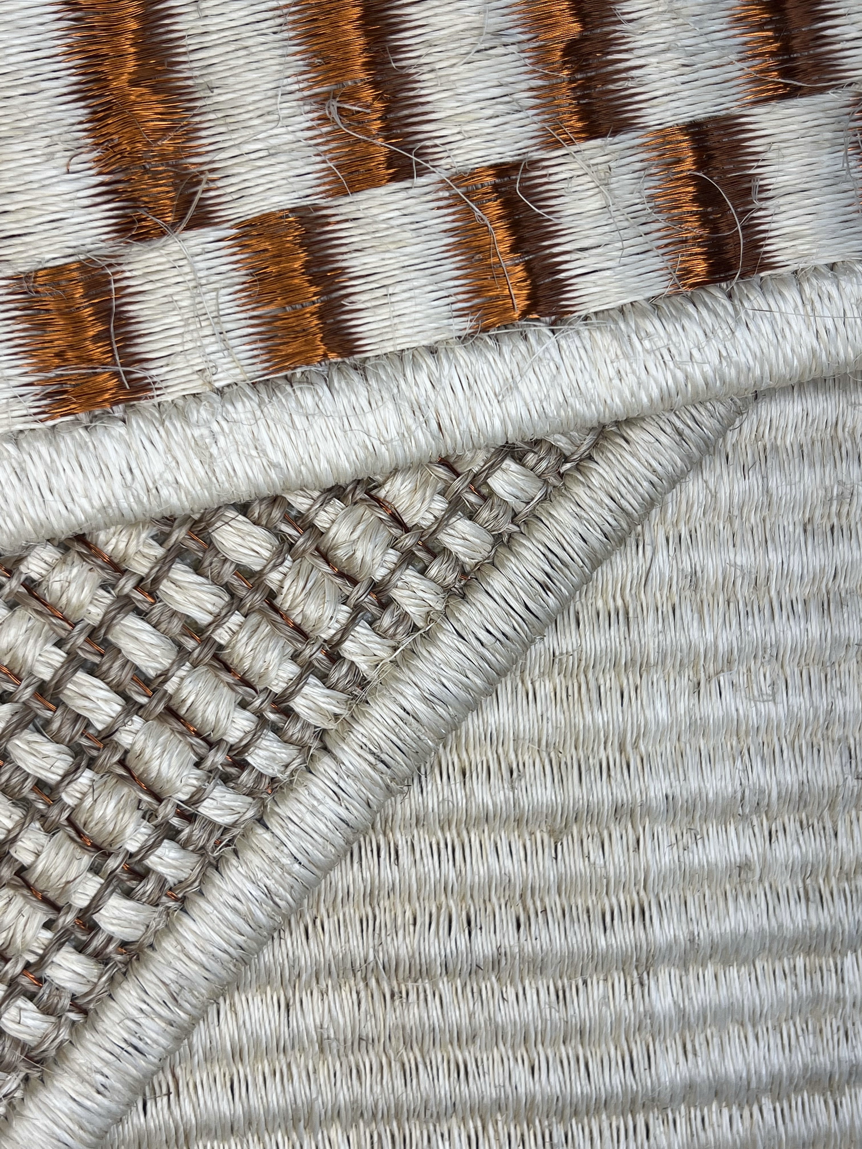 Cream and Grey With Copper Accent Stripe Weave Area Rug