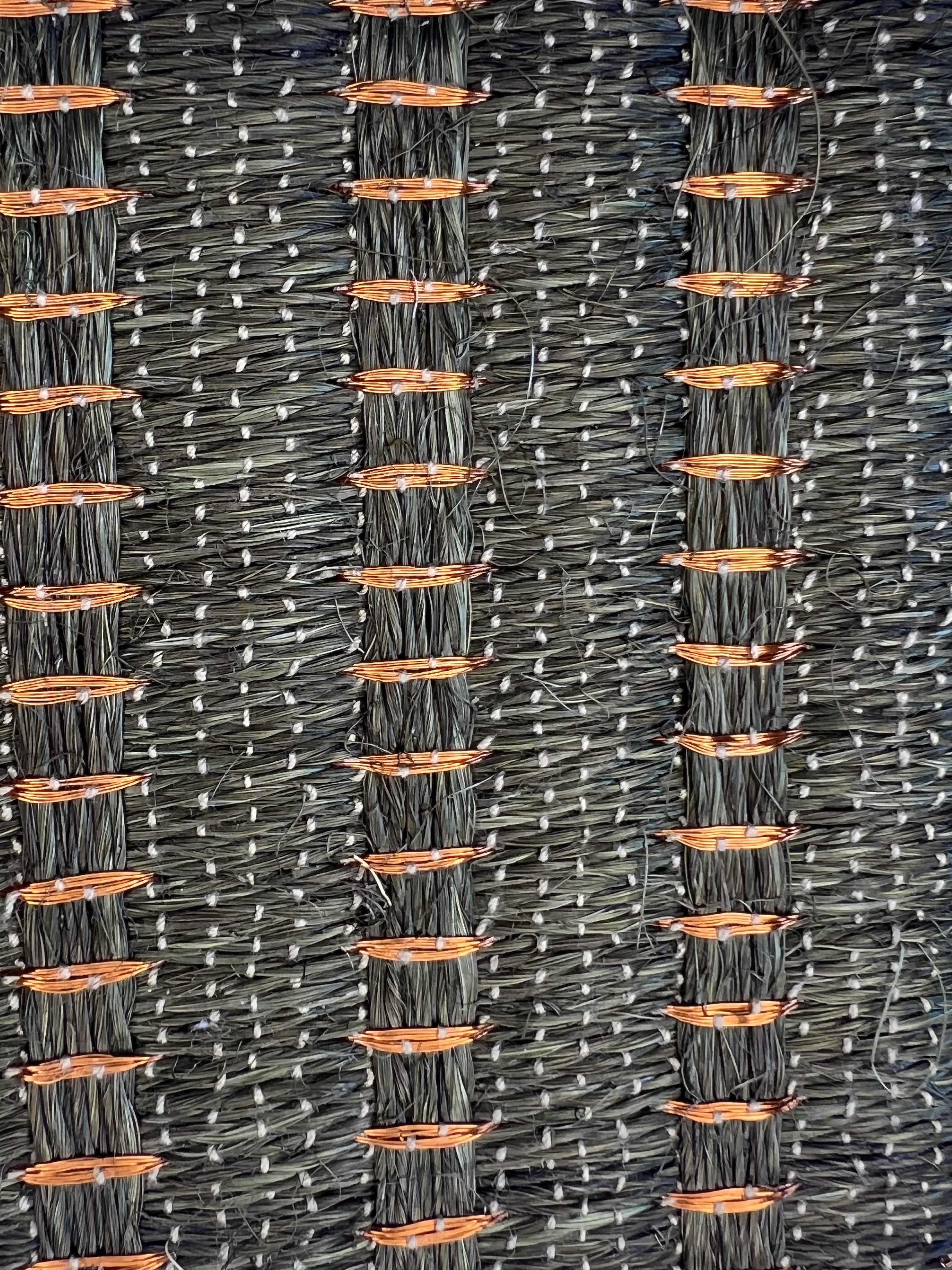 Charcoal and Orange Stripe-diamond Weave Area Rug