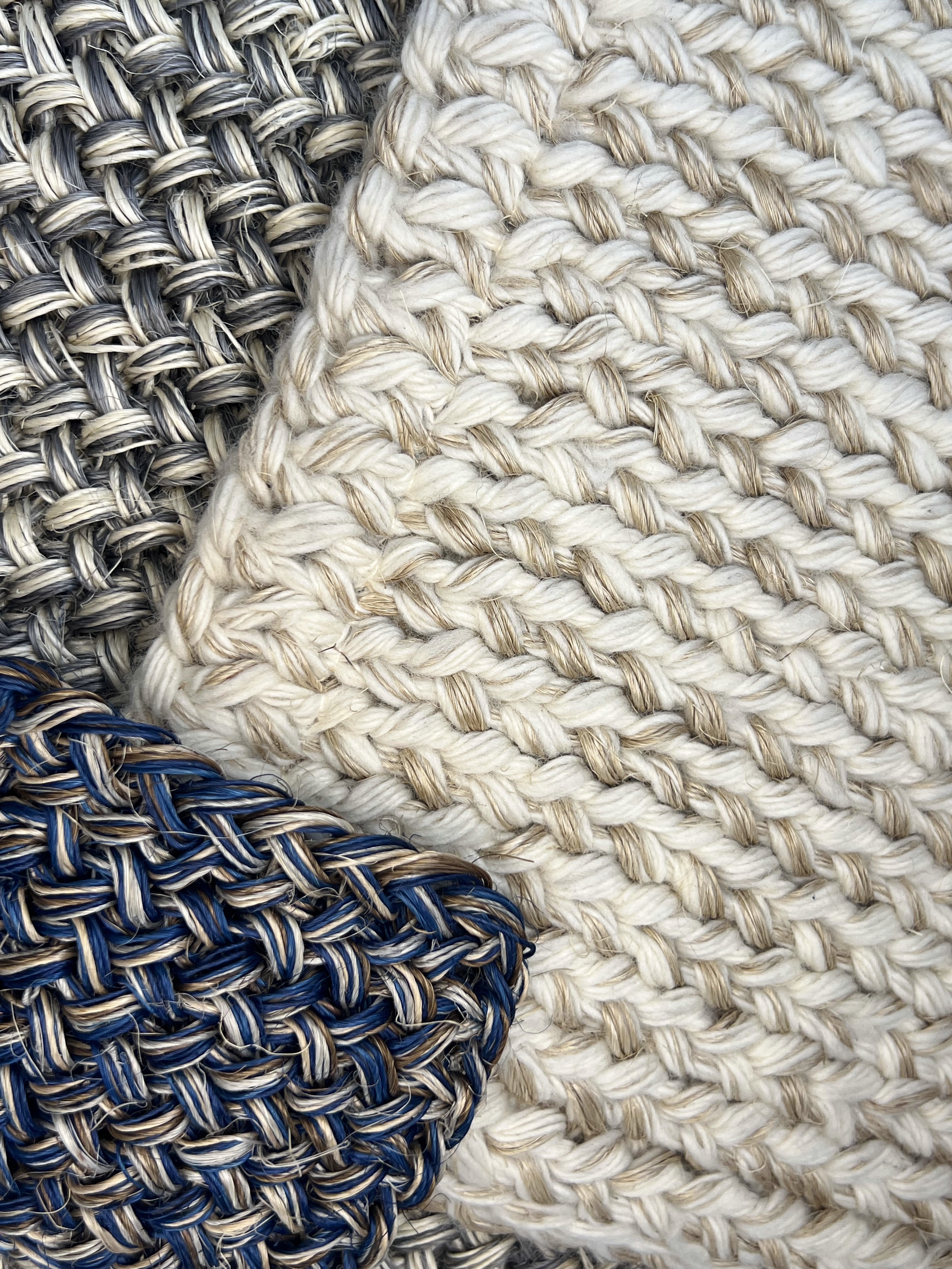 Cream Weave With Navy and Charcoal Accent Area Rug