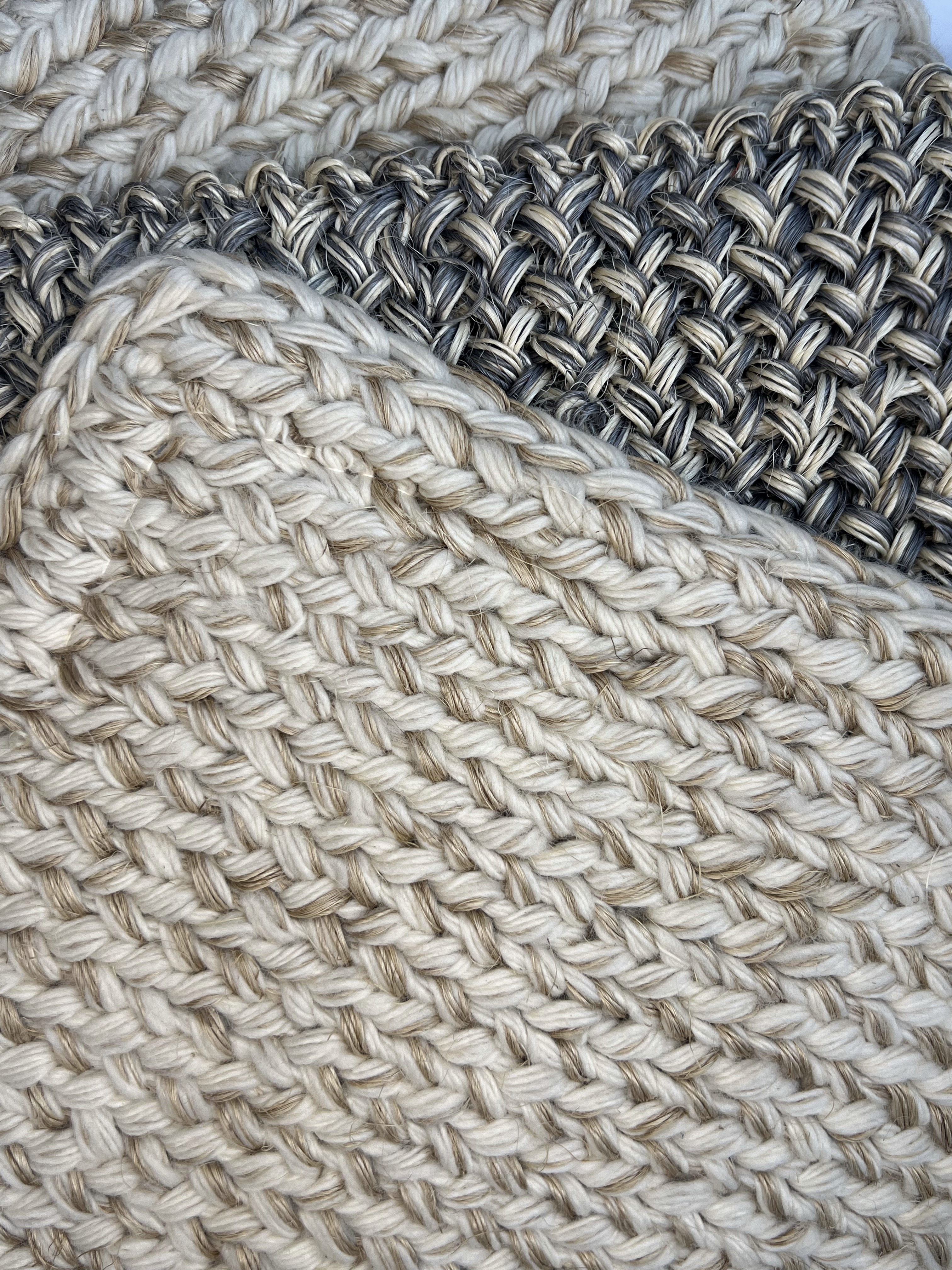 Ivory Braided Basketweave With Charcoal Accent Area Rug