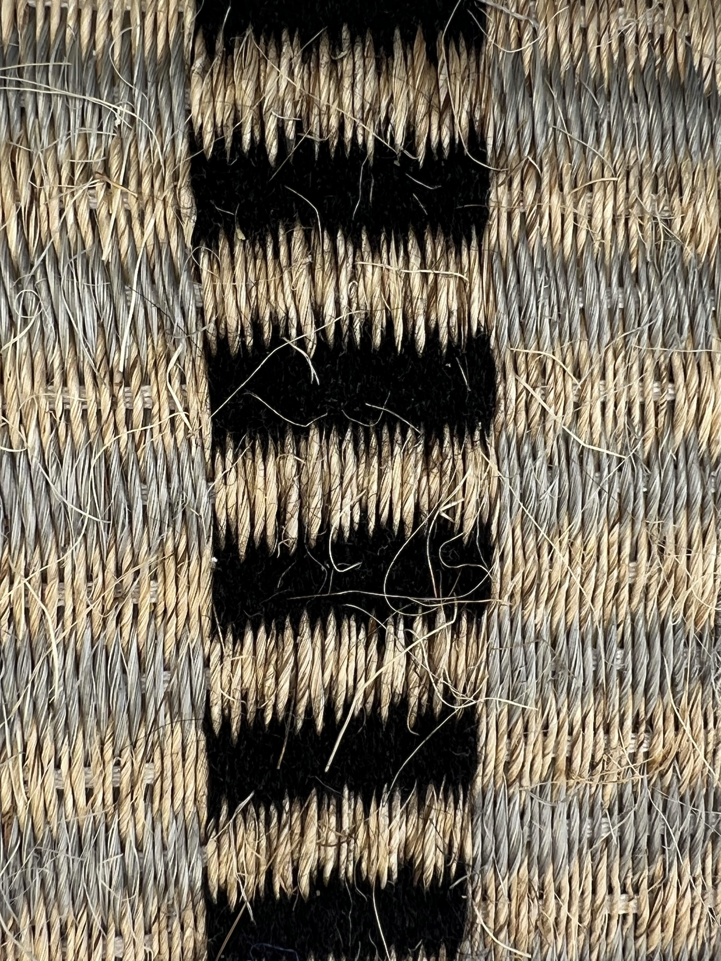 Grey and Natural With Black Bar-accent Weave Area Rug