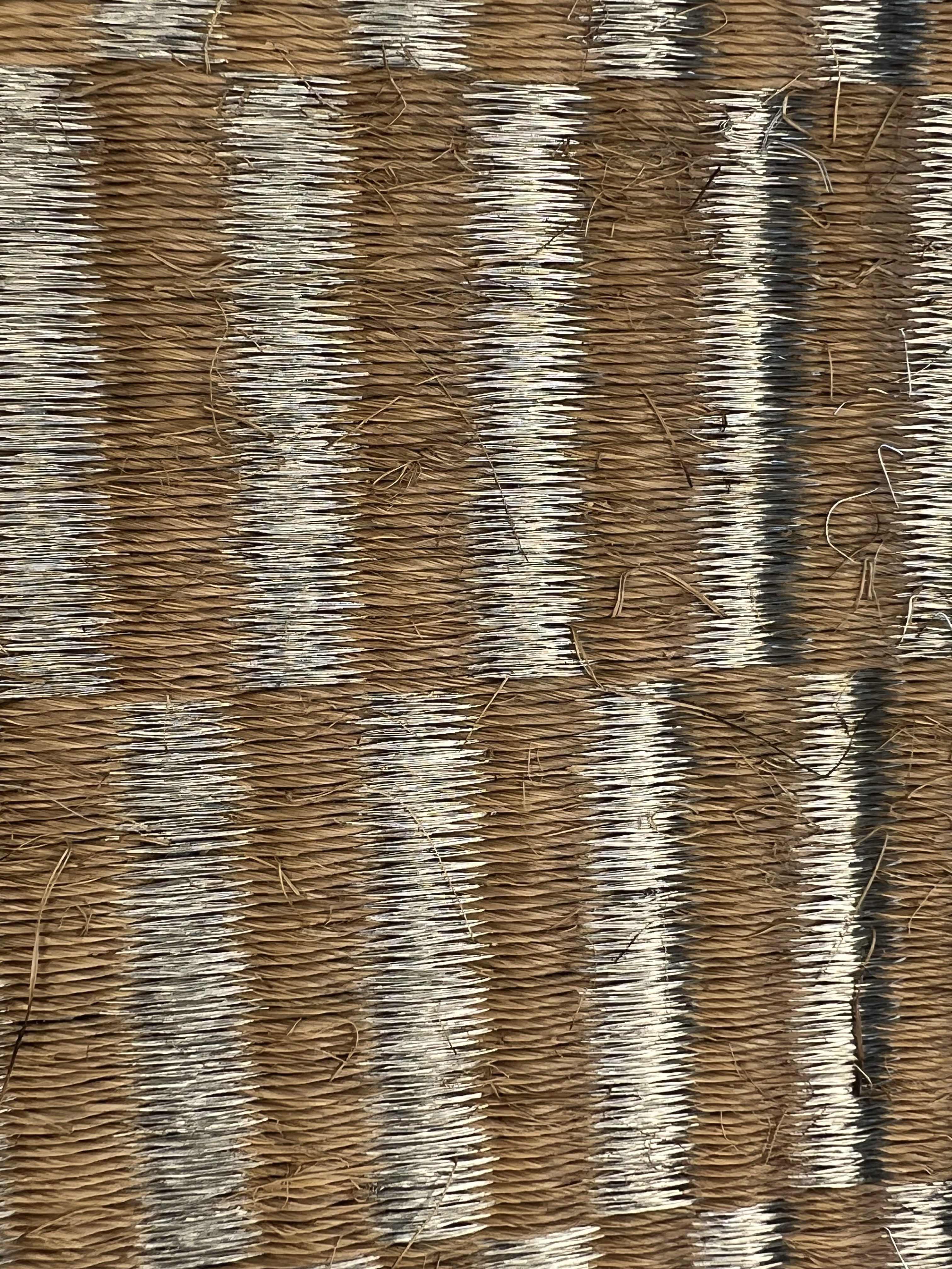 Tan and Grey Vertical Melange Weave Area Rug
