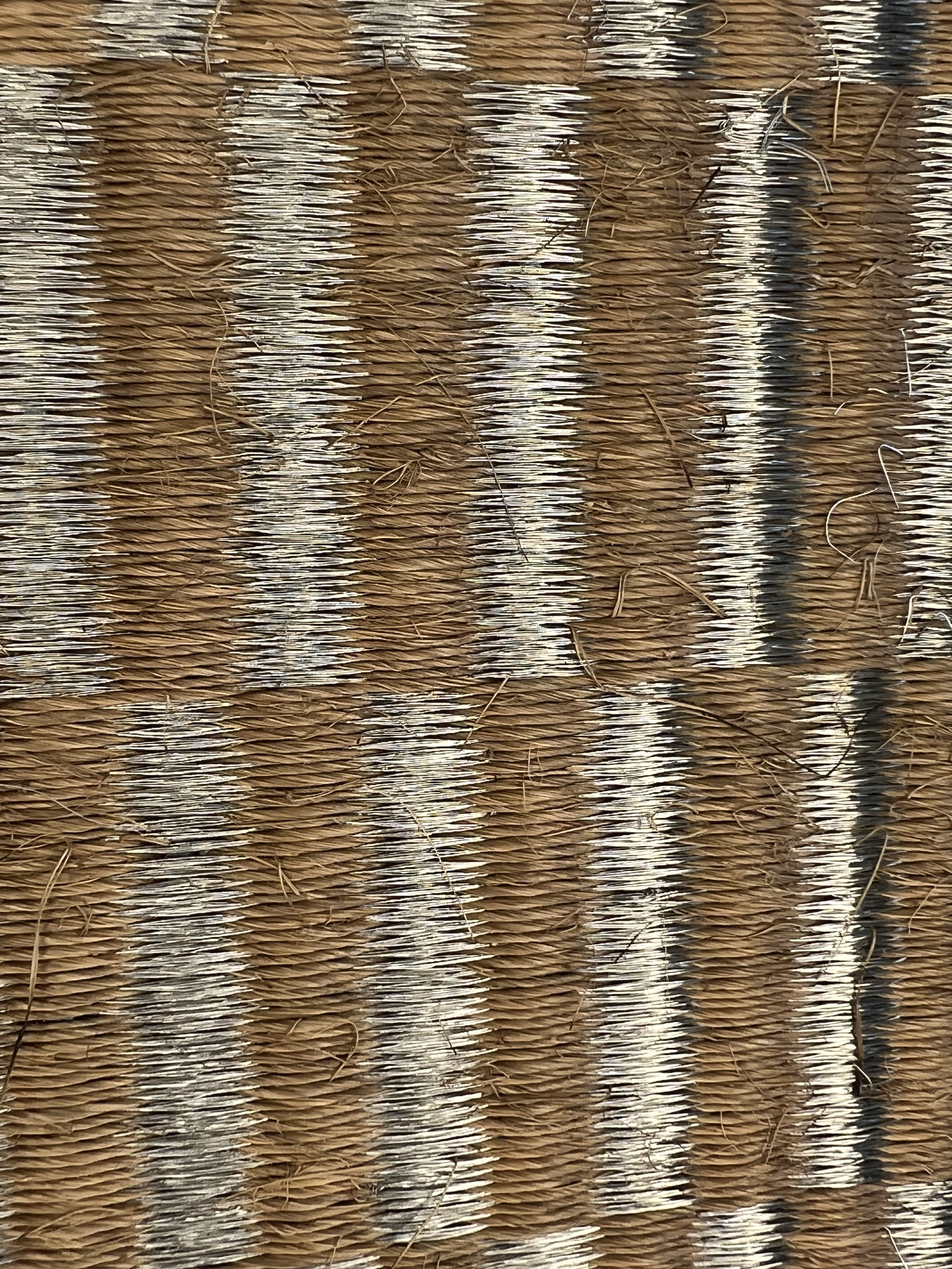 Tan and Grey Vertical Melange Weave Area Rug