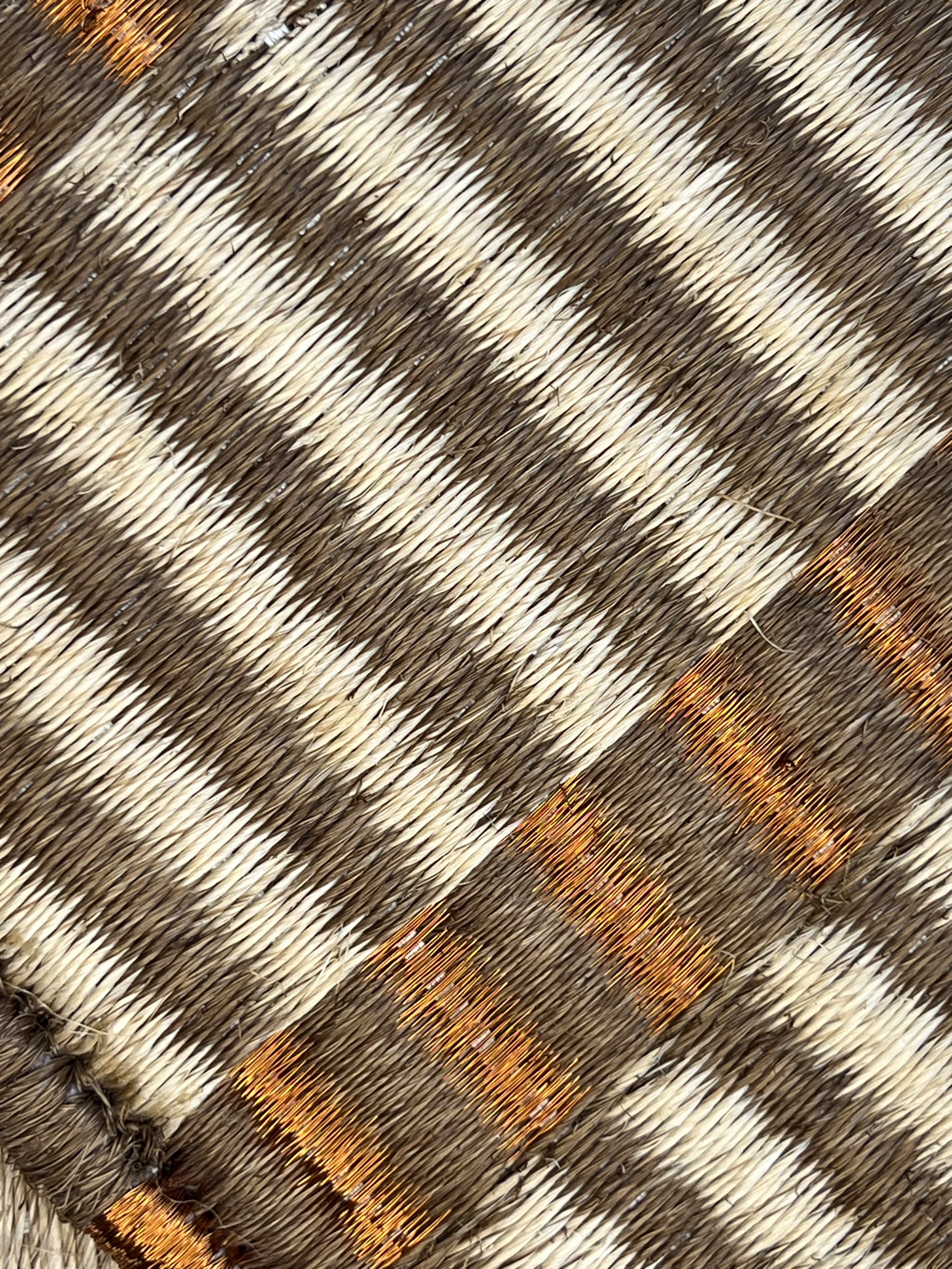 Brown and Cream Copper-accent Diagonal Stripe Flatweave Area Rug