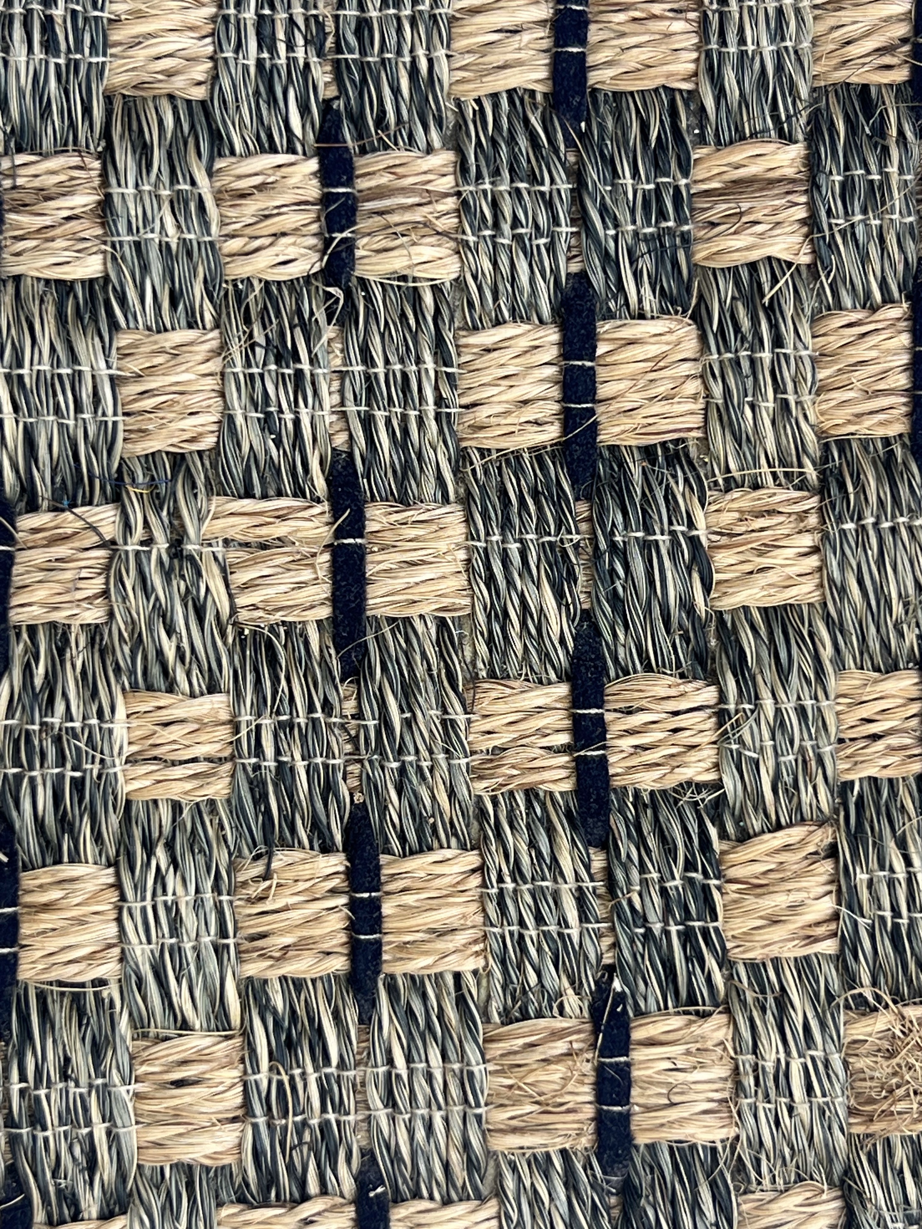 Blue-grey and Cream Diamond-check Weave Area Rug