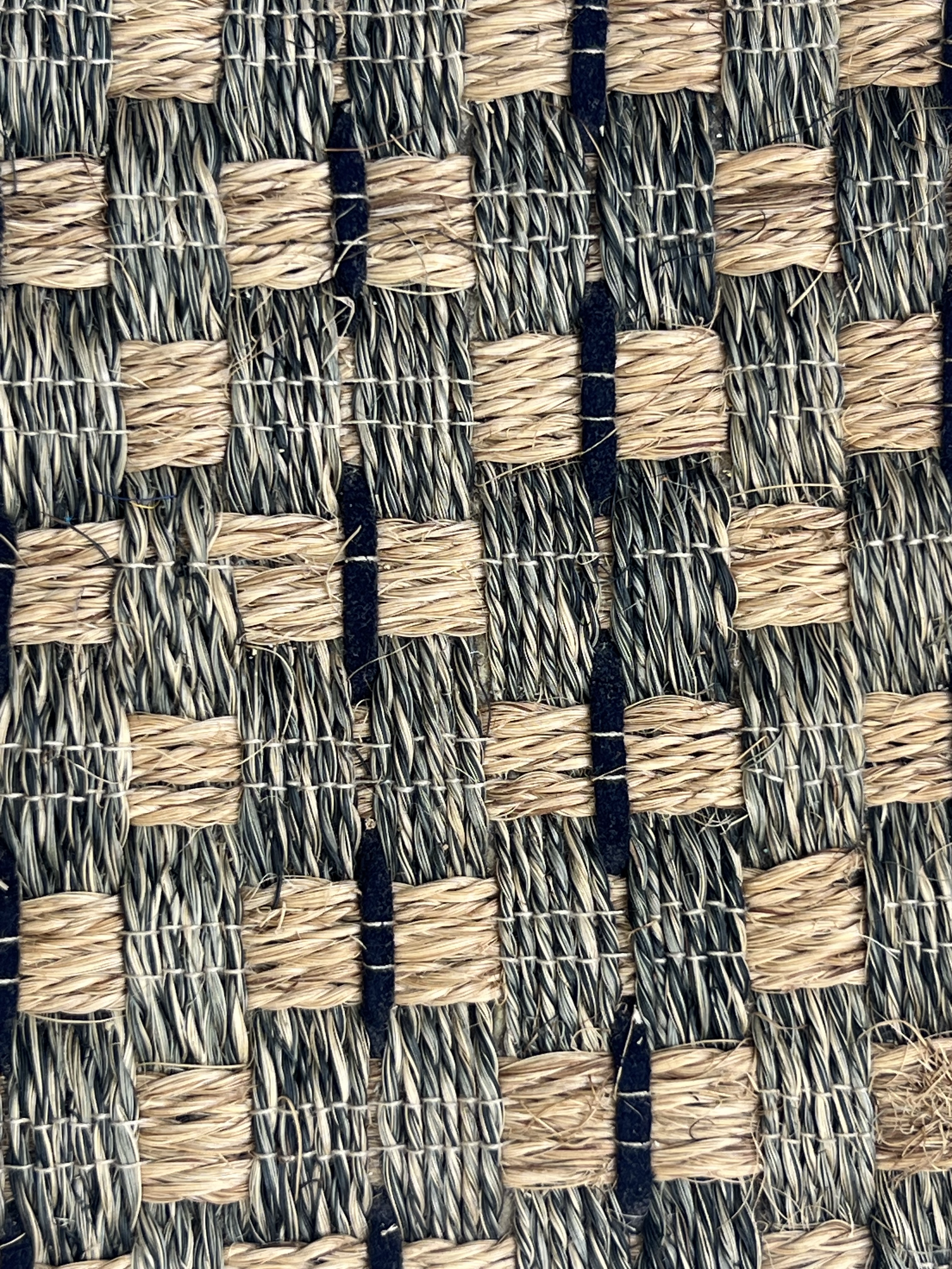Blue-grey and Cream Diamond-check Weave Area Rug