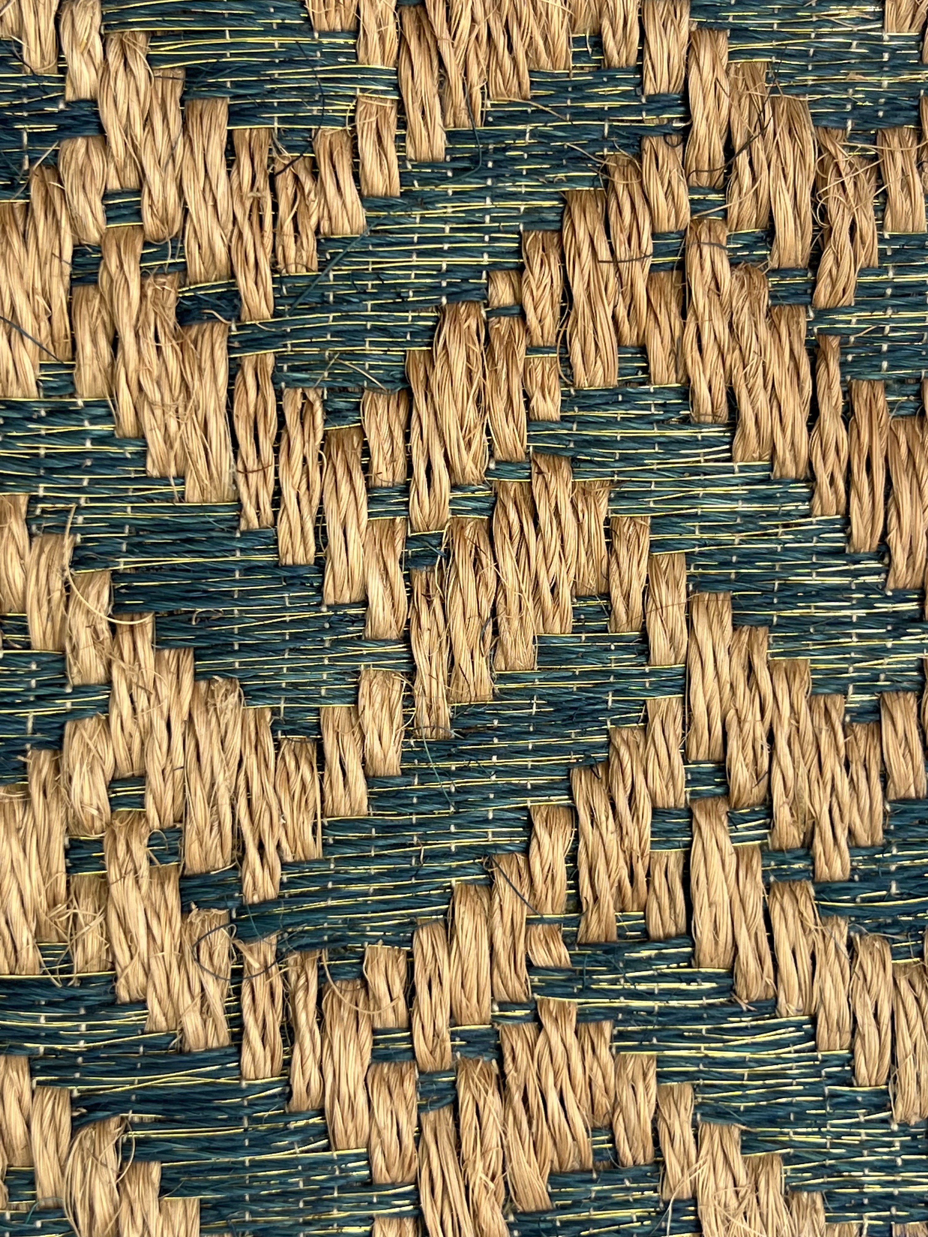 Teal-green and Tan Diamond Zigzag Weave Area Rug