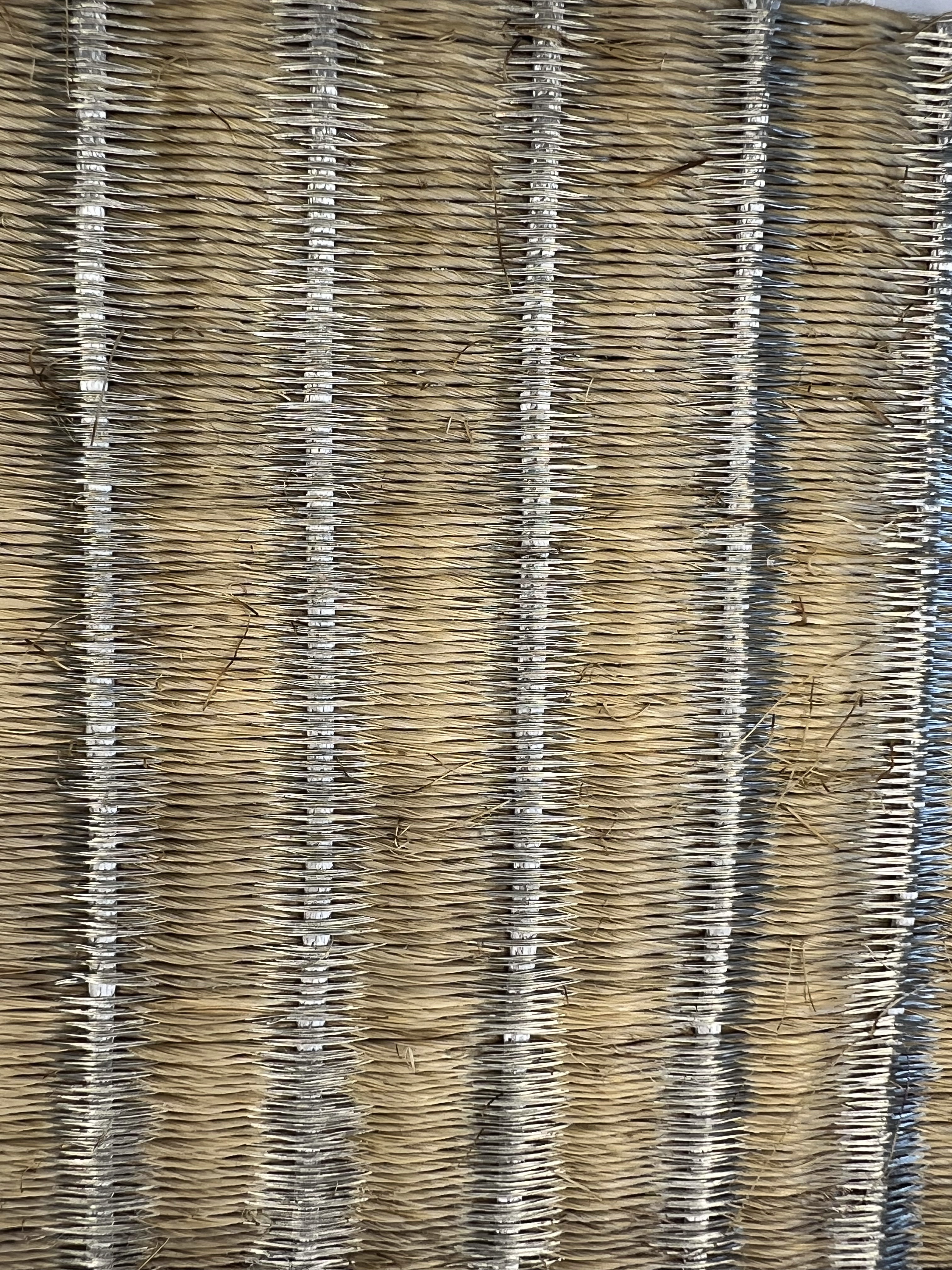 Natural Seagrass With Grey-blue Stripe Area Rug