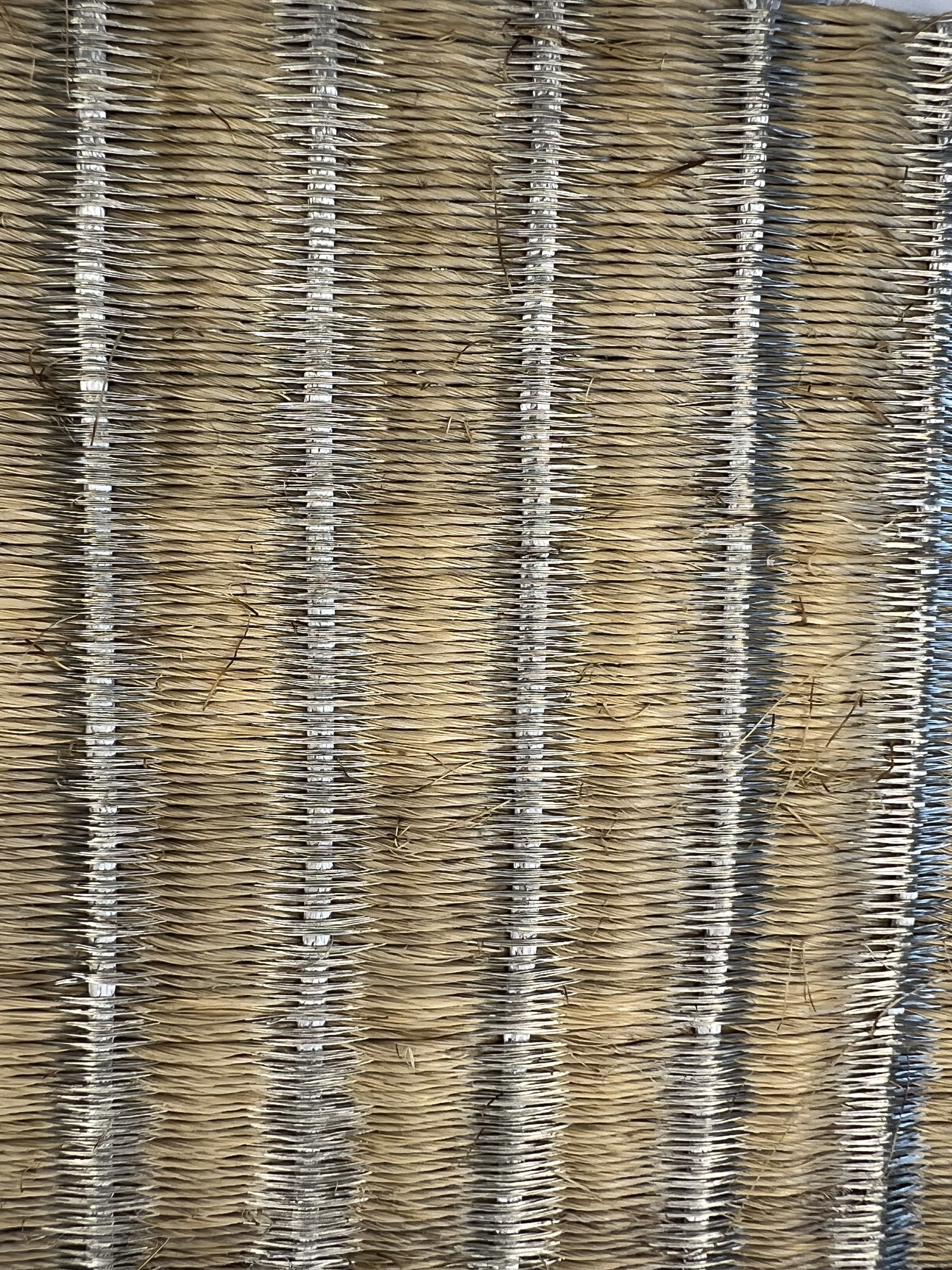 Natural Seagrass With Grey-blue Stripe Area Rug