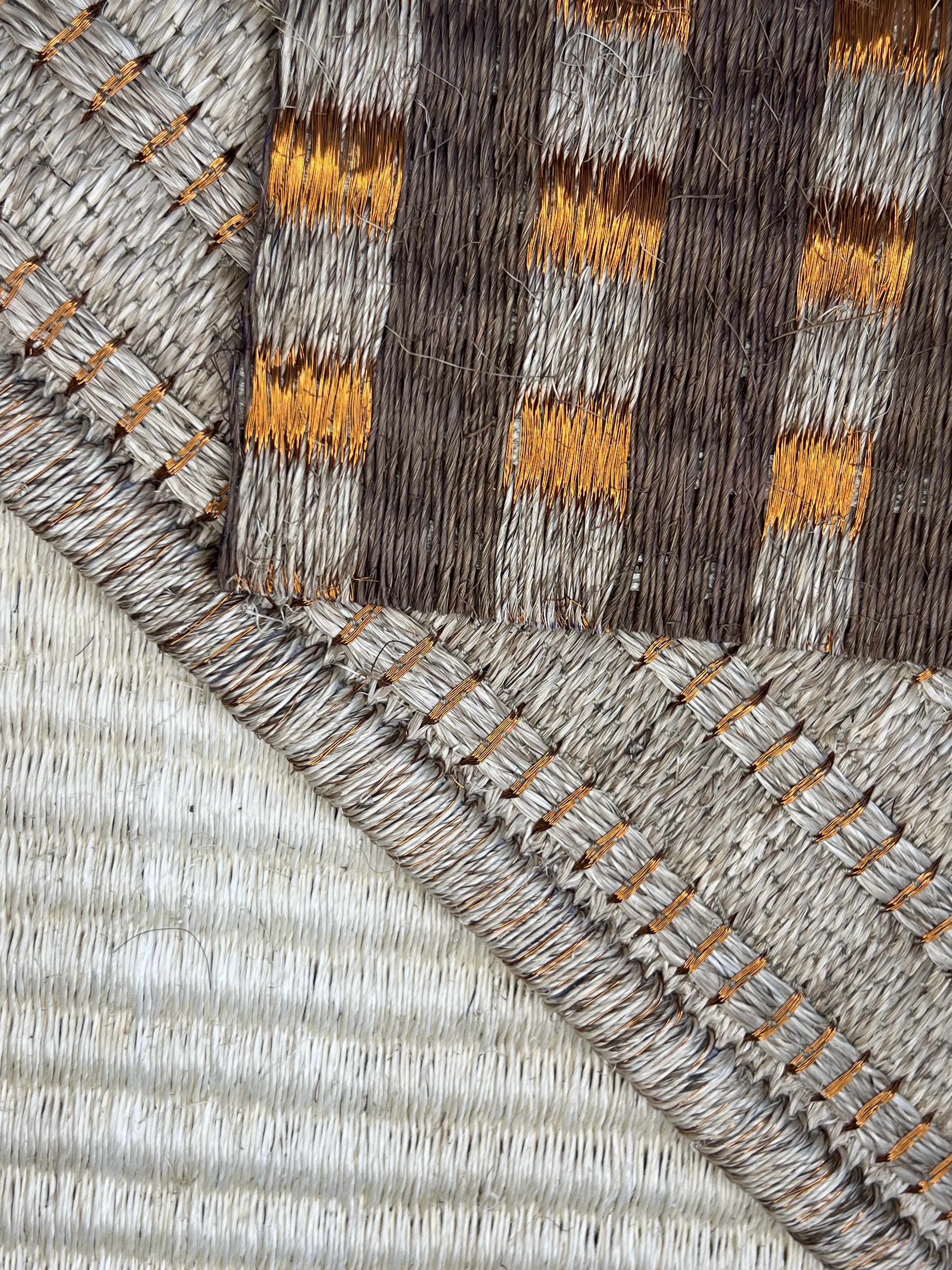 Grey and Brown With Mustard Accent-block Weave Area Rug