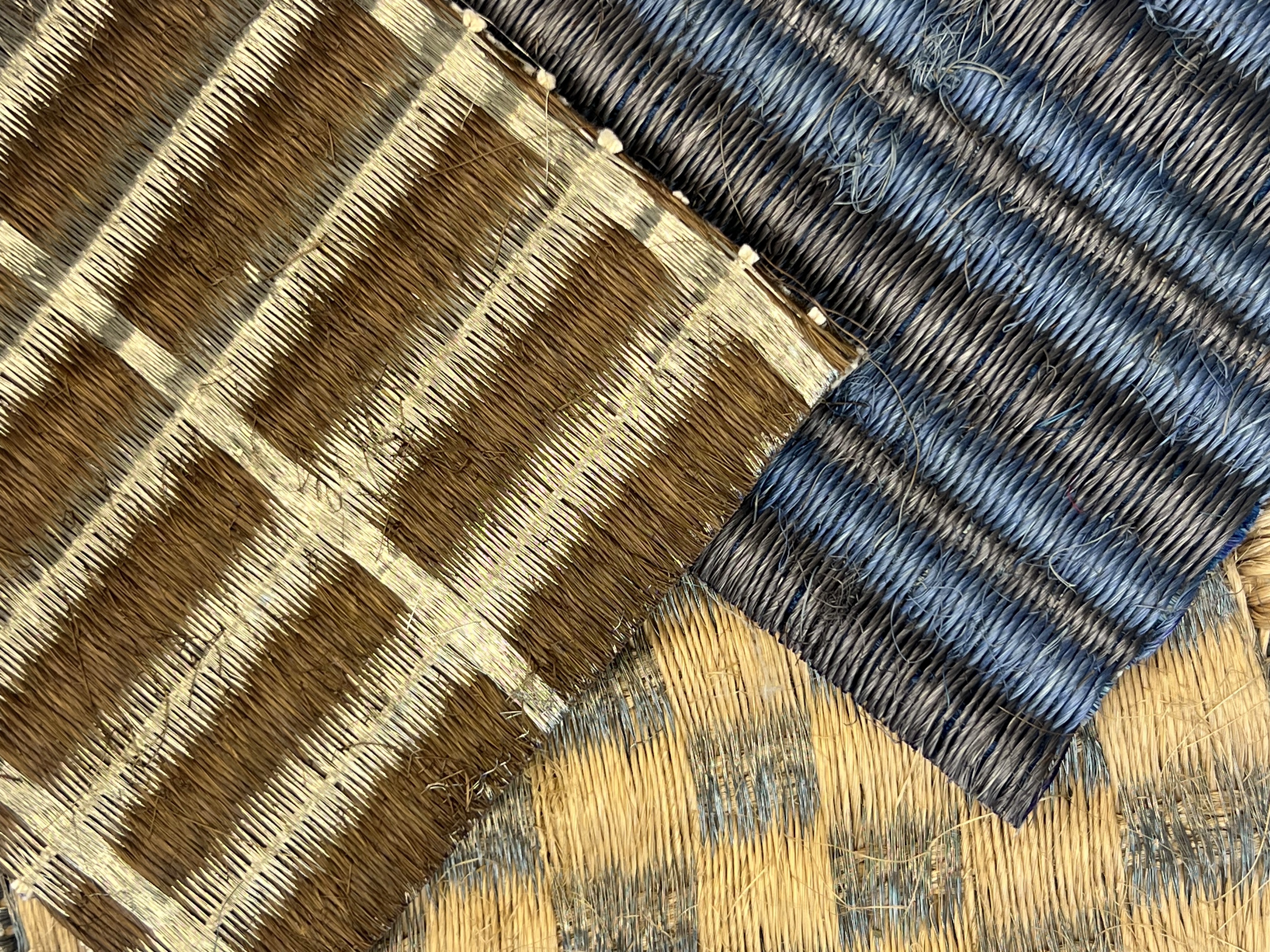 Brown and Cream Stripe Plaid Flatweave Area Rug