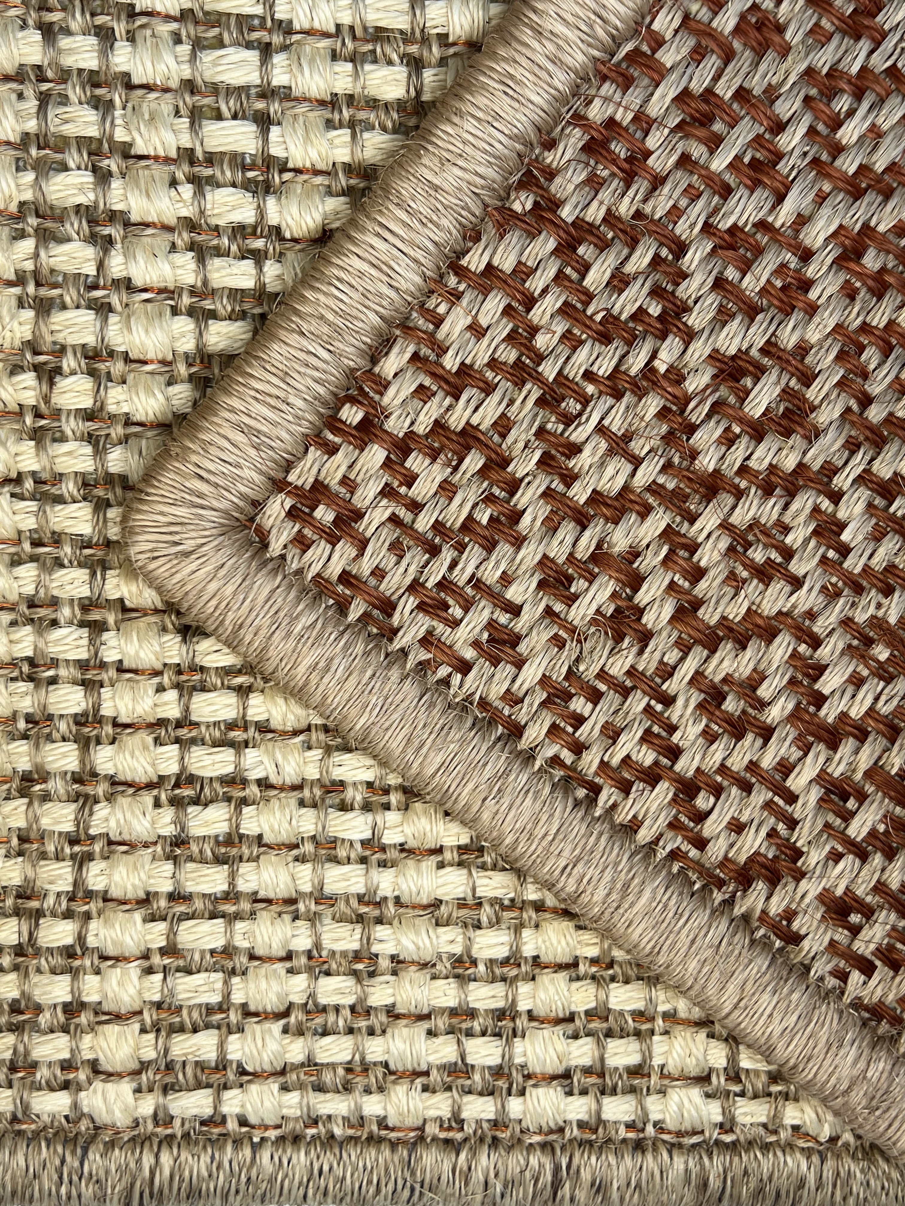 Beige and Rust-red Diamond-grid Area Rug