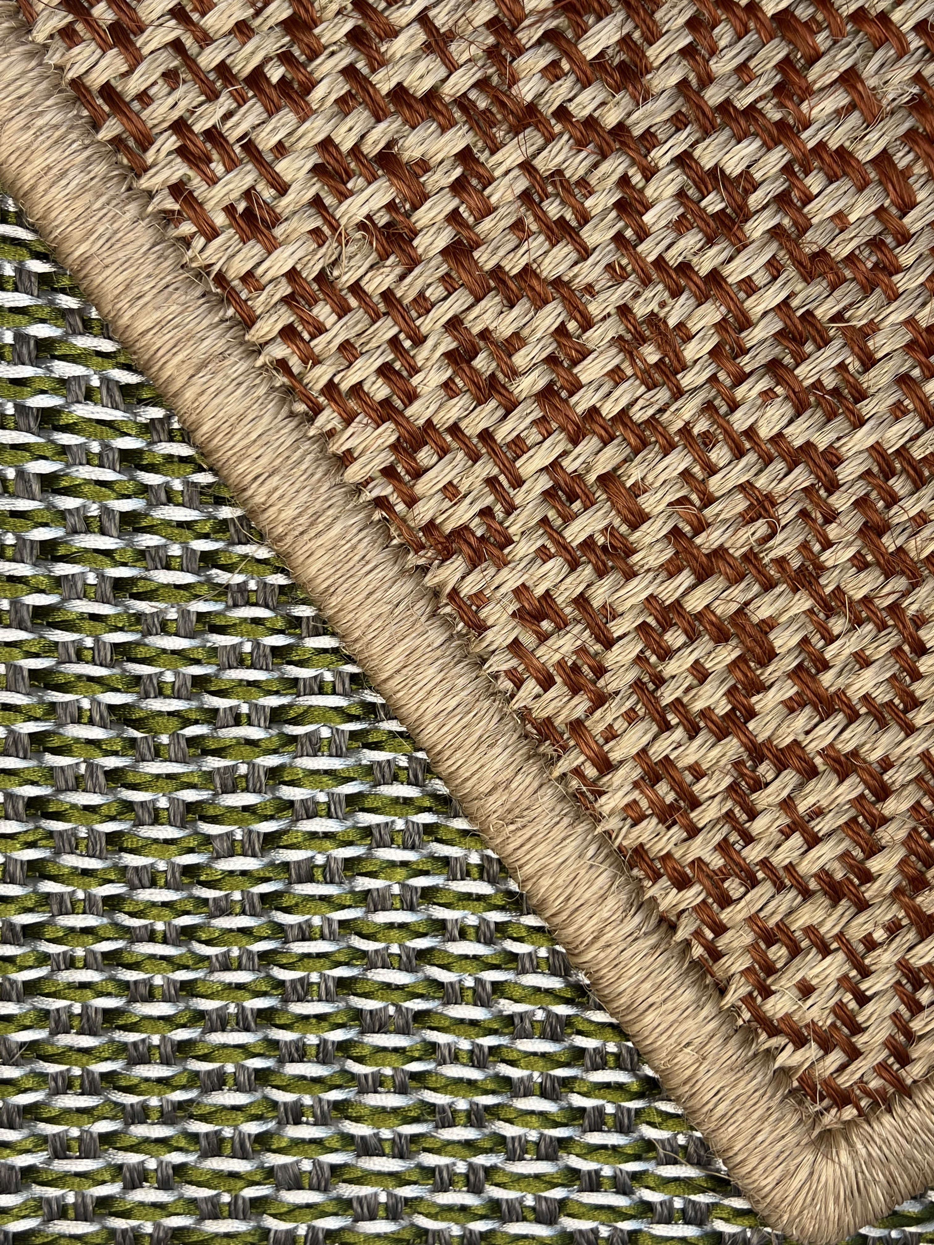 Tan and Rust-red Diamond-grid Bordered Area Rug