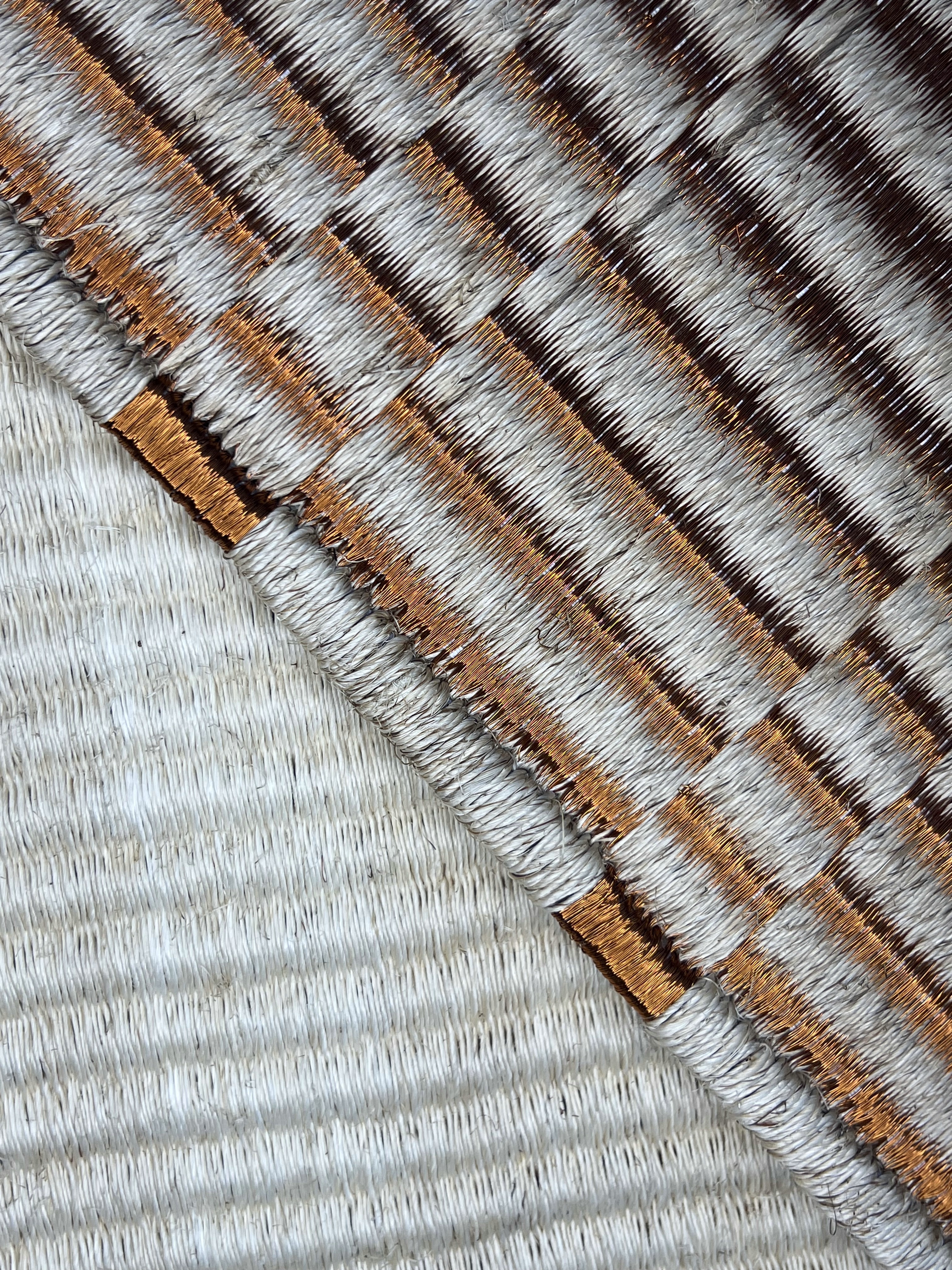 Light Grey and Copper Brick-pattern Flatweave Area Rug