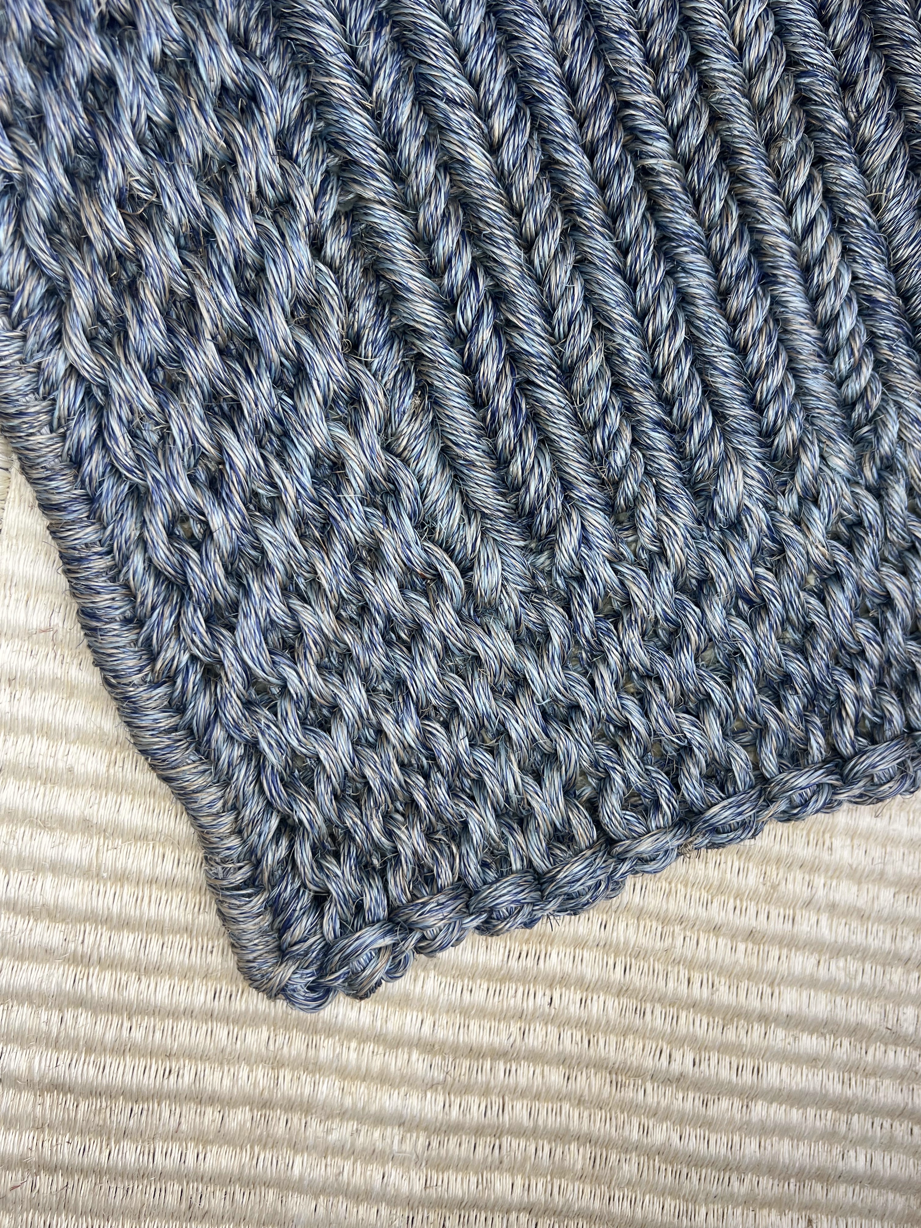 Blue-grey Denim-tone Diagonal Textured Weave Area Rug