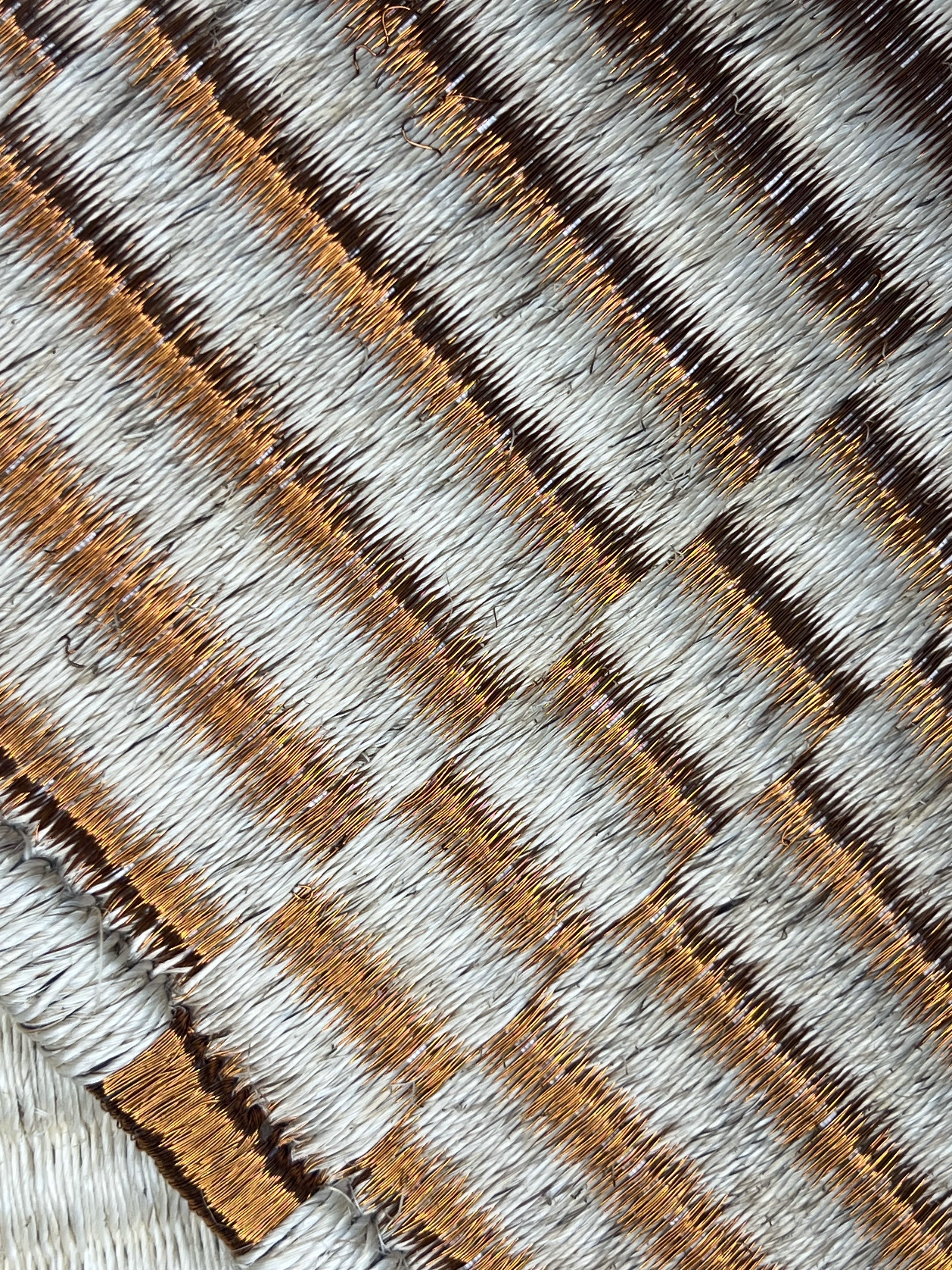 Copper and Cream Broken-brick Flatweave Area Rug