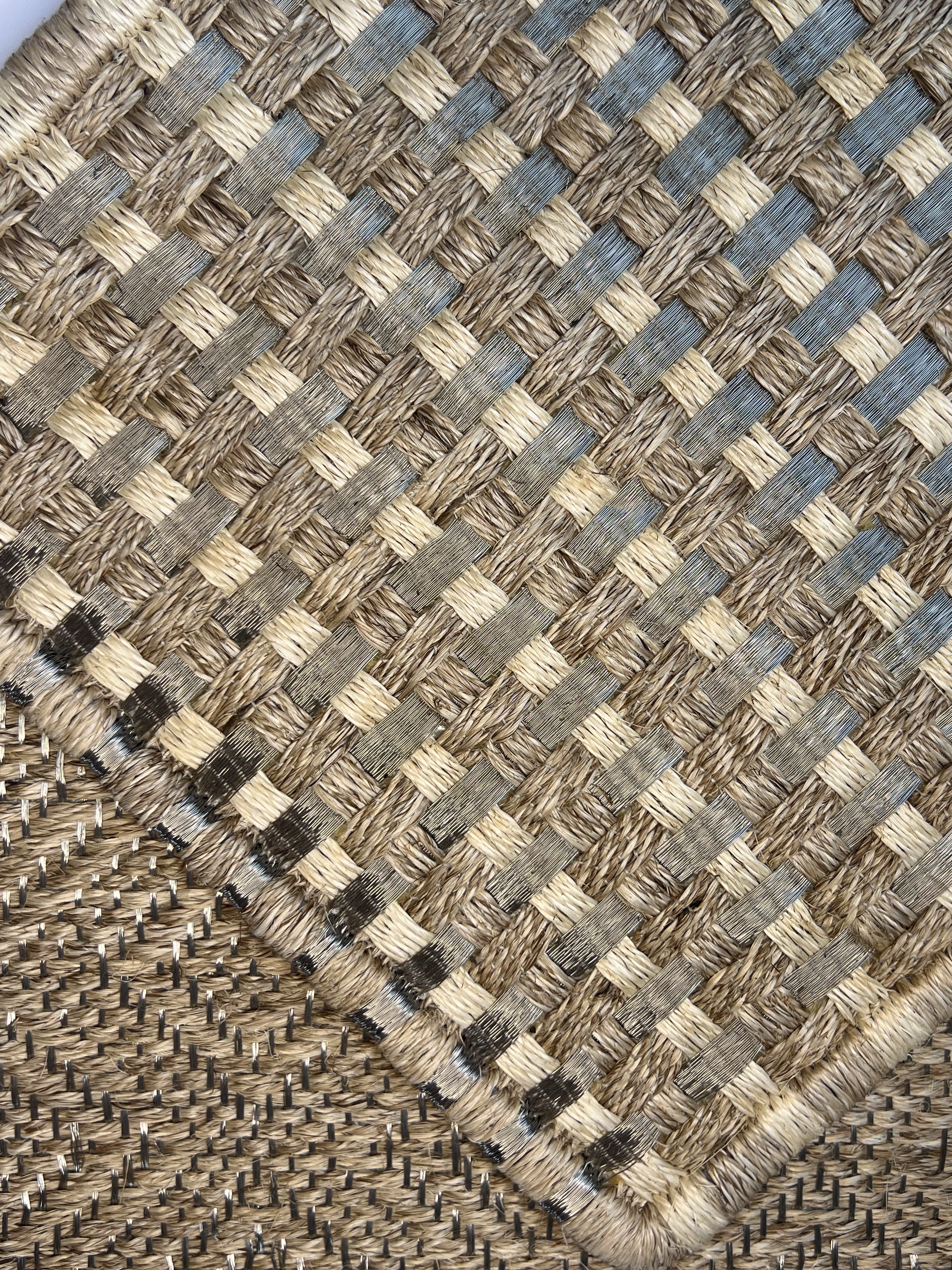 Beige With Blue and Brown Check-border Flatweave Area Rug