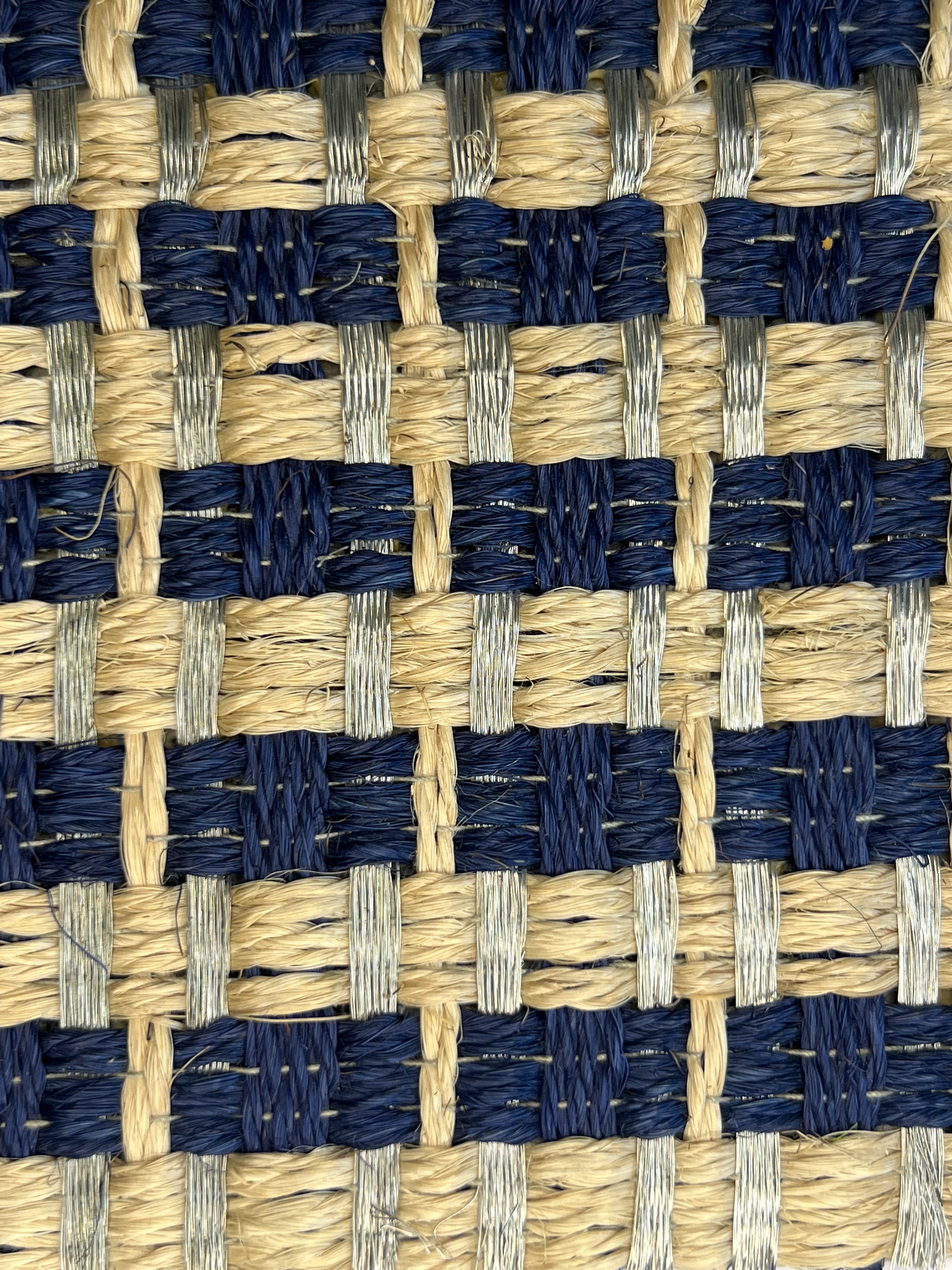 Navy Blue and Natural Plaid-grid Weave Area Rug