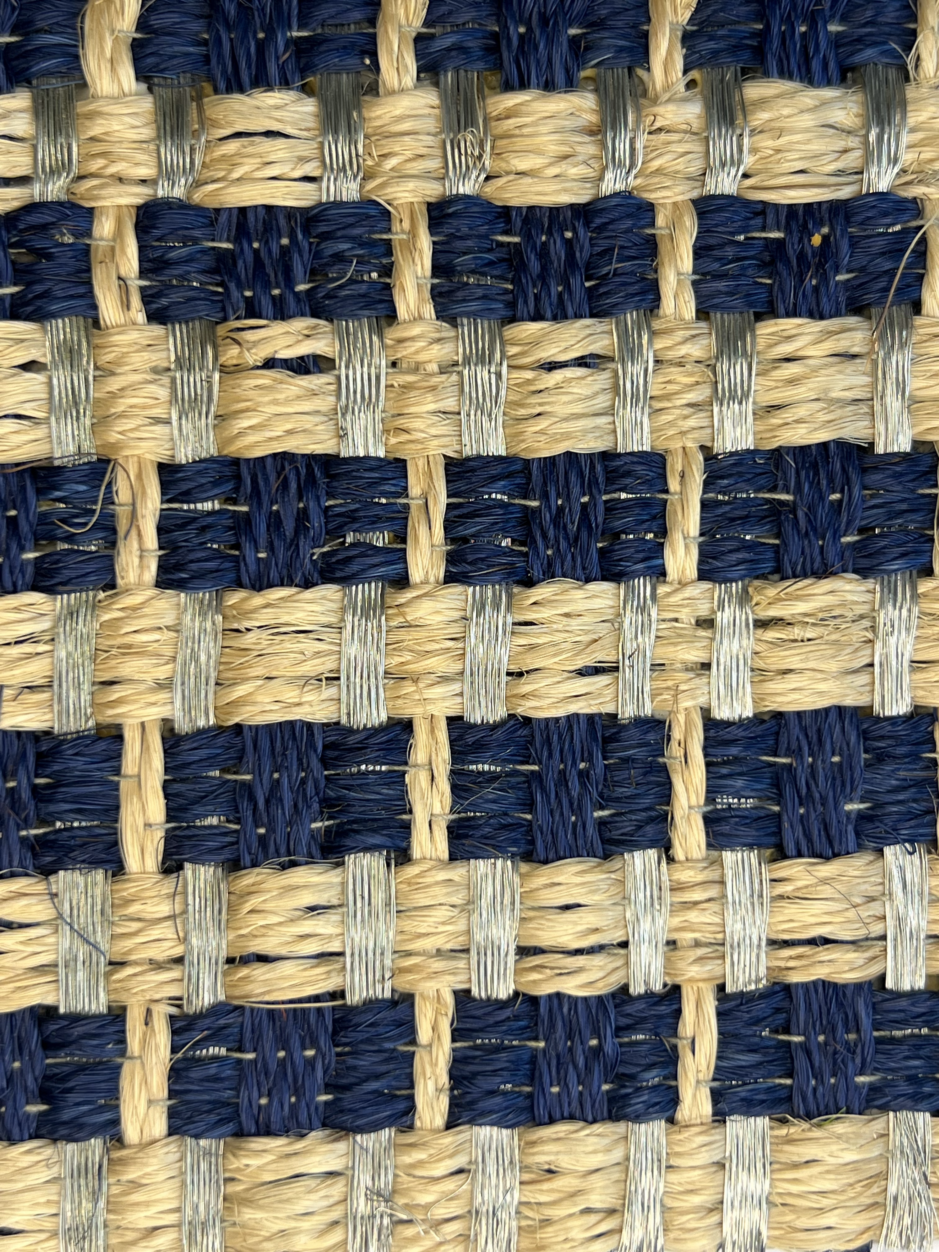 Navy Blue and Natural Plaid-grid Weave Area Rug