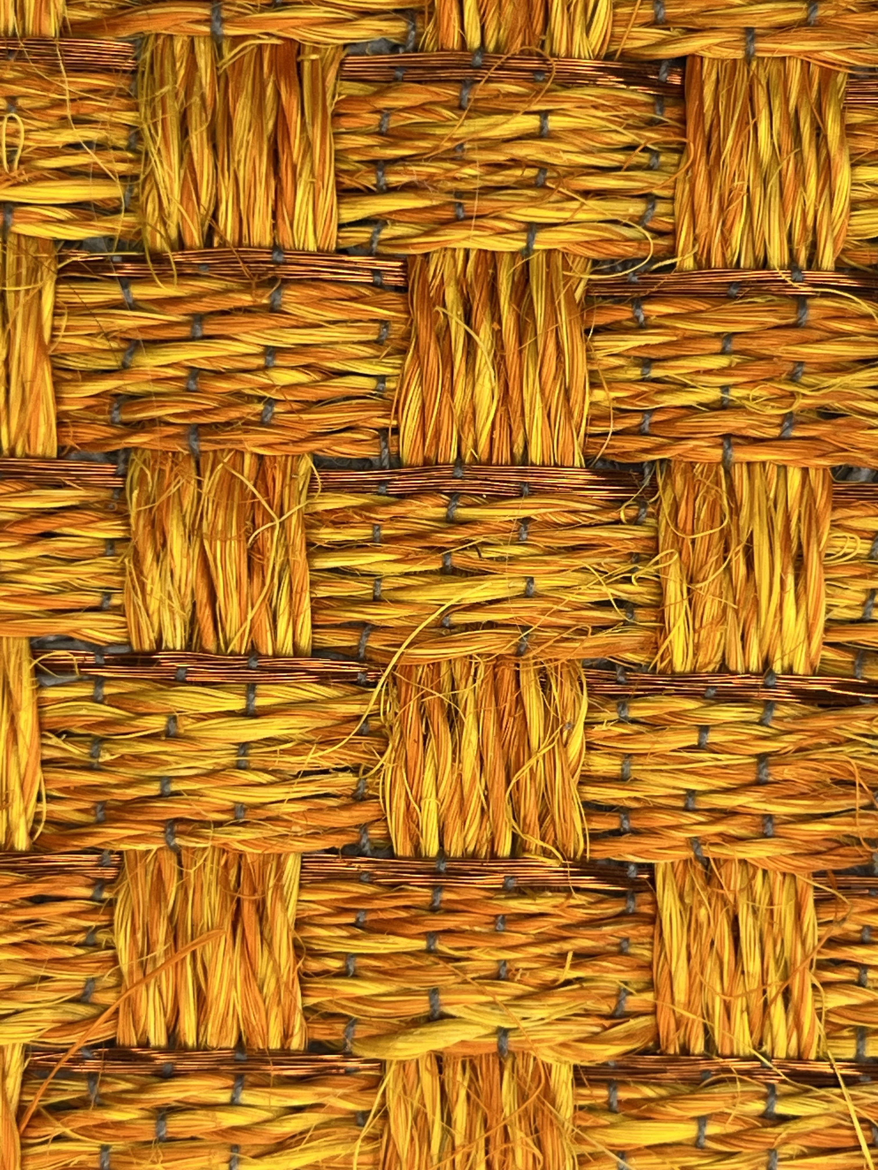 Bright Orange-gold and Brown Basketweave Area Rug