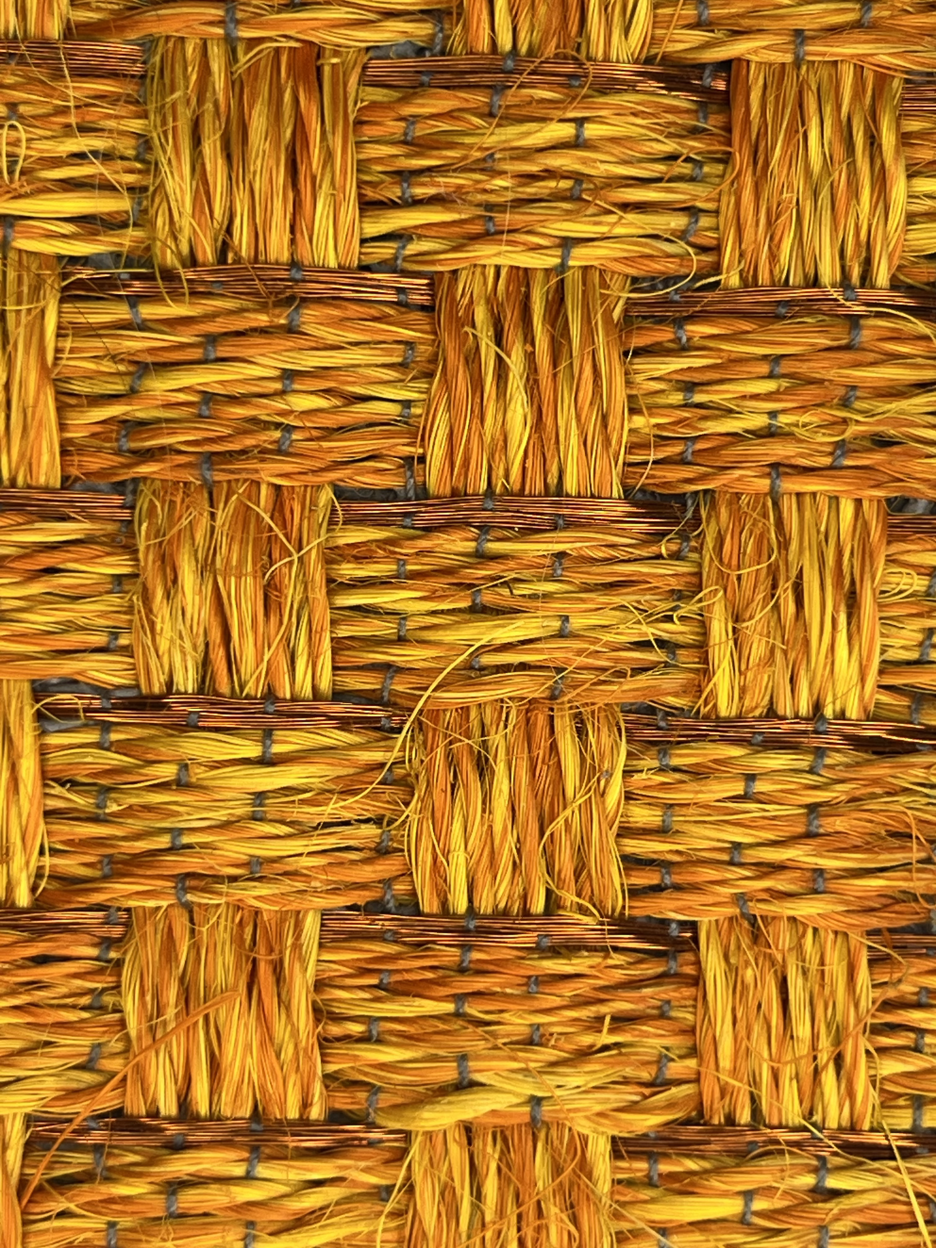 Bright Orange-gold and Brown Basketweave Area Rug