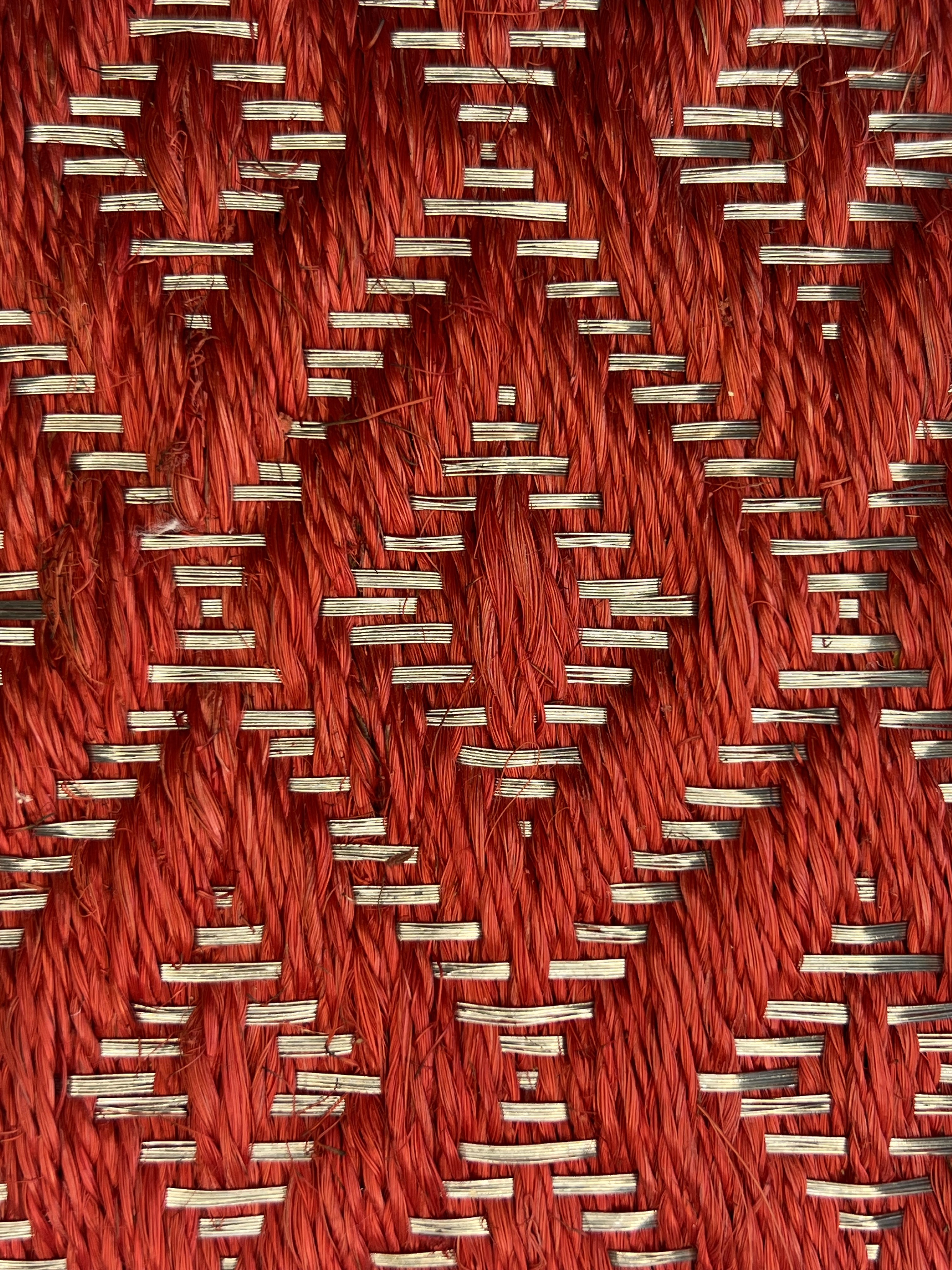 Red and Cream Diamond-lattice Weave Area Rug