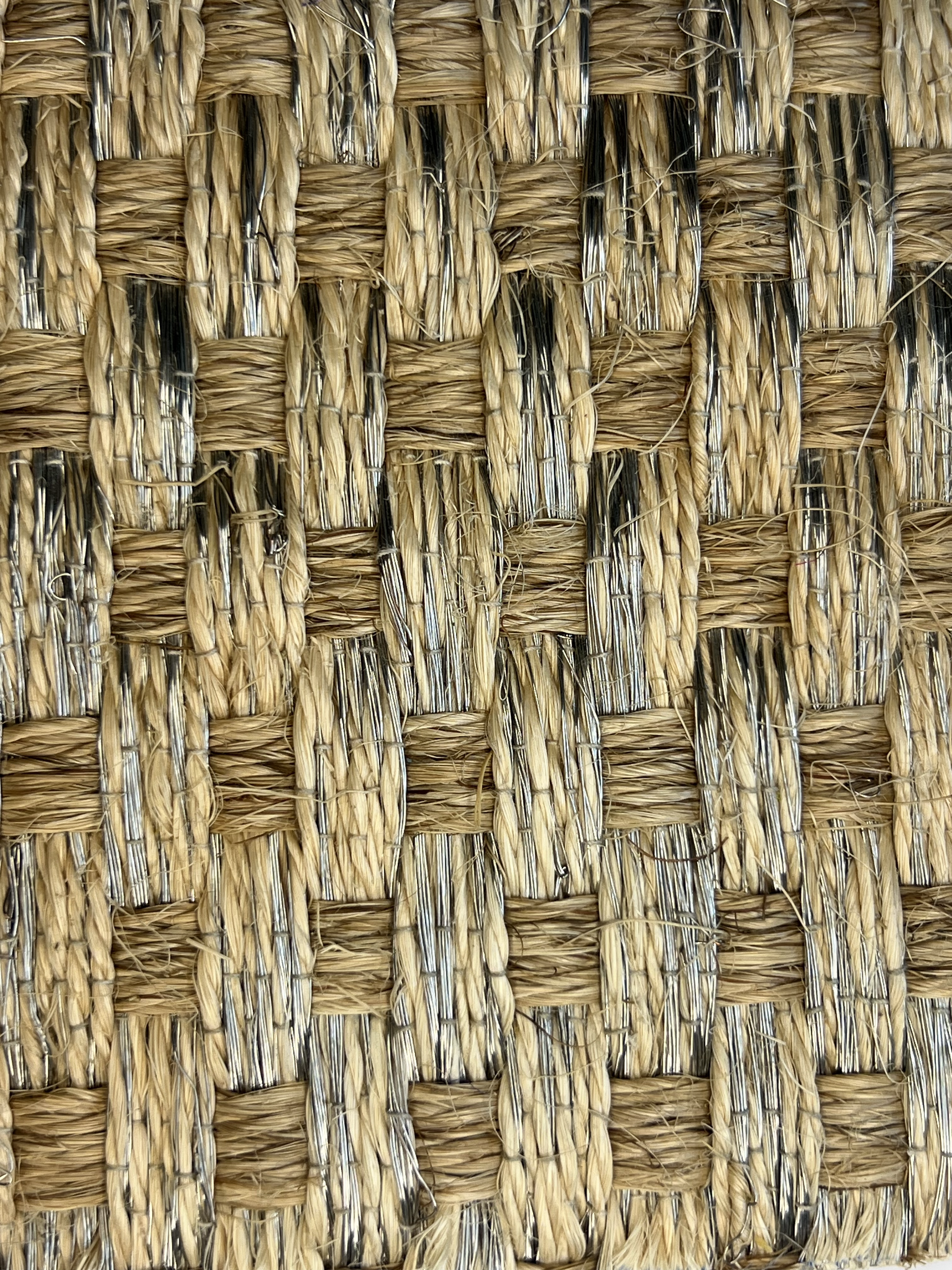 Natural Tan and Grey Basketweave Area Rug
