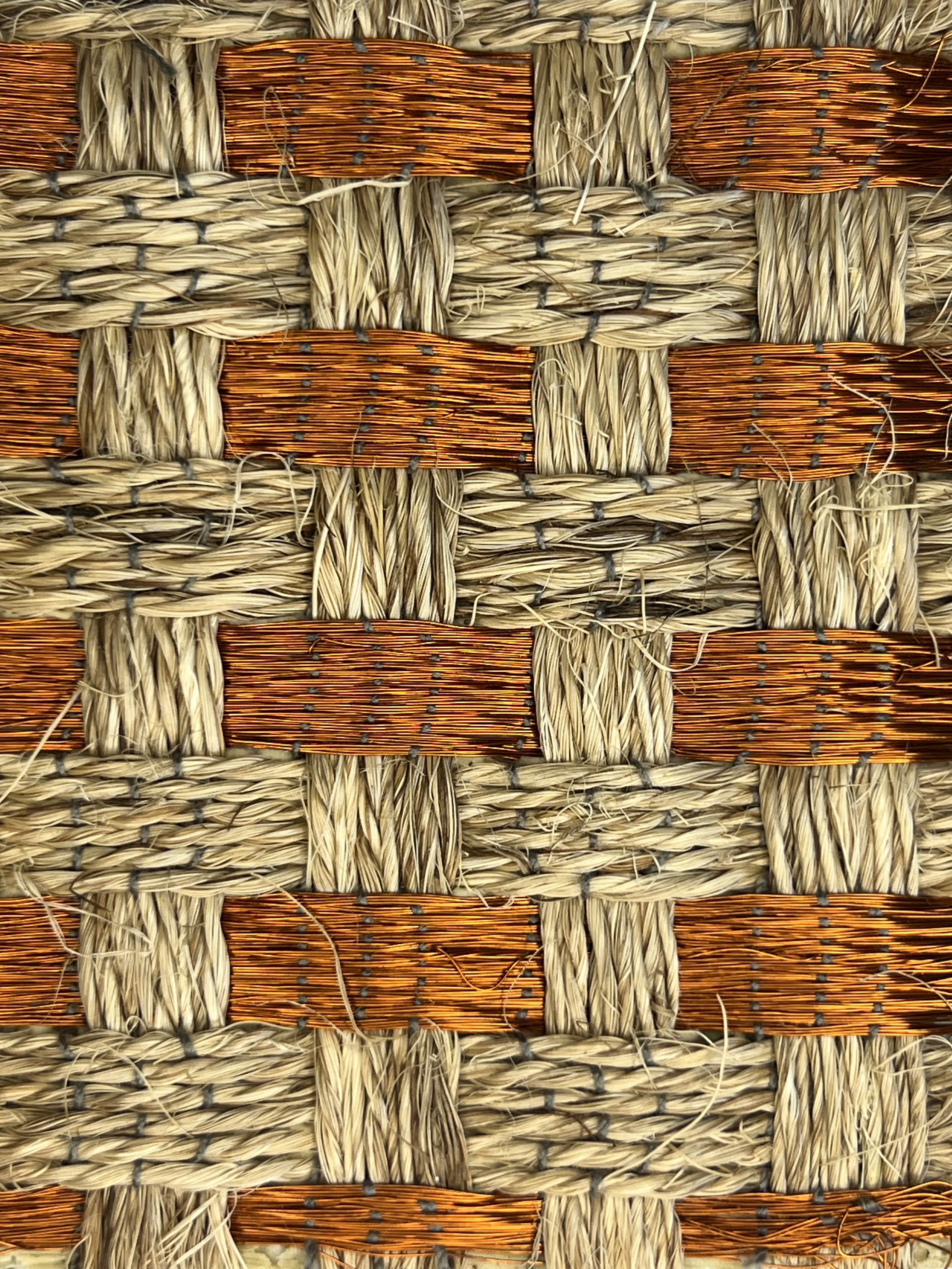Natural With Rust Accent-block Basketweave Area Rug