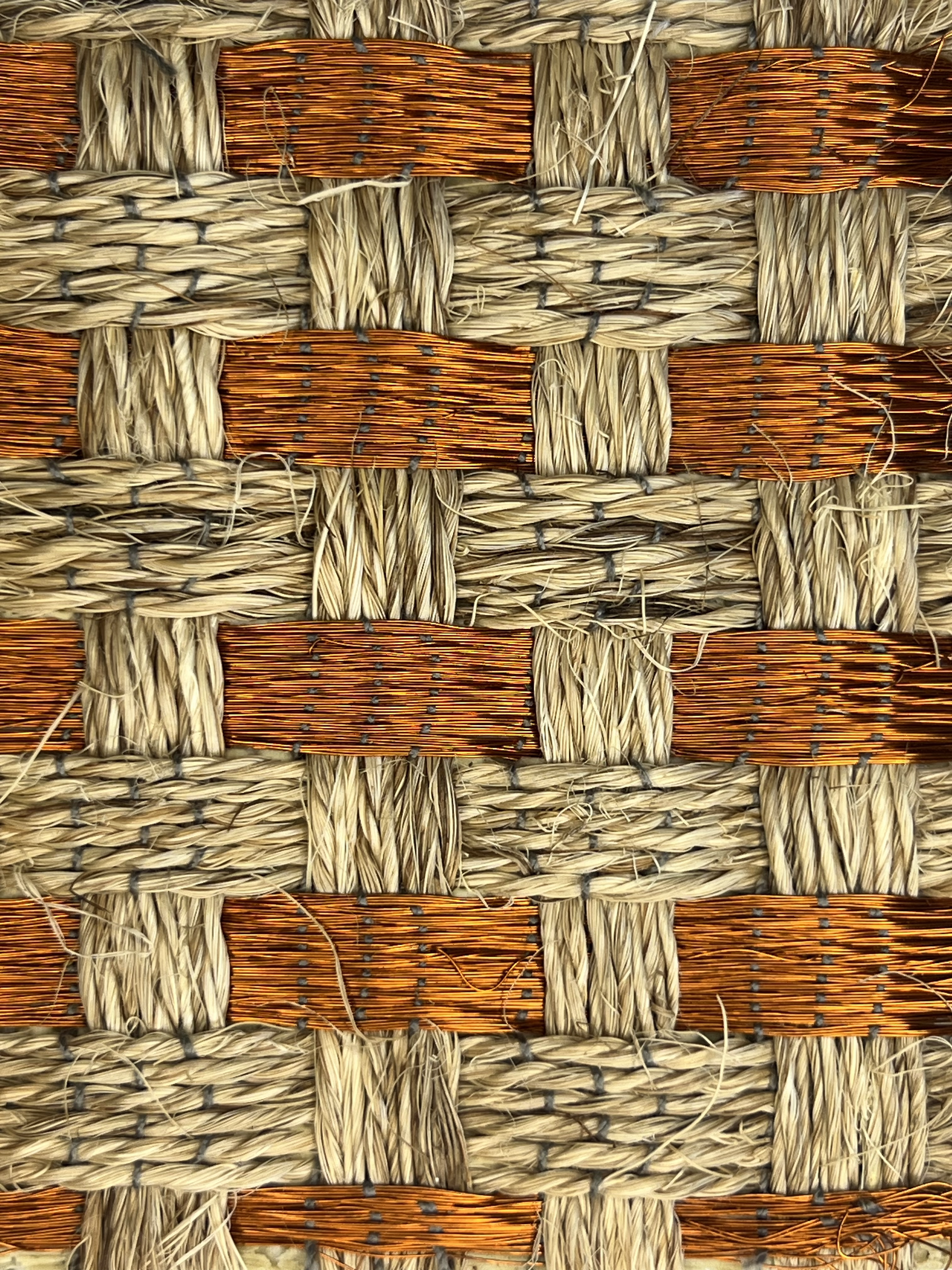 Natural With Rust Accent-block Basketweave Area Rug