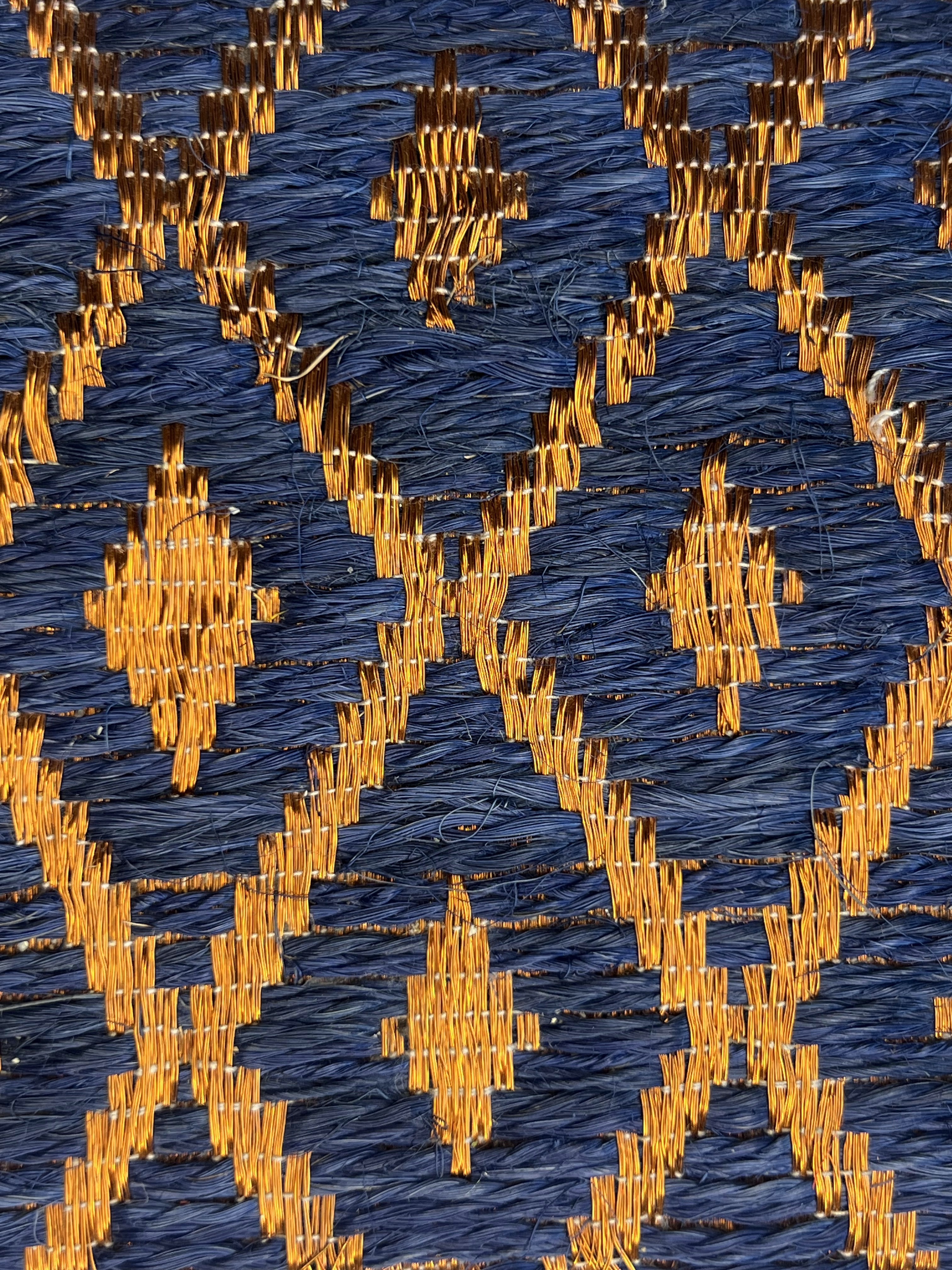 Cobalt Blue and Orange Ikat-diamond Weave Area Rug