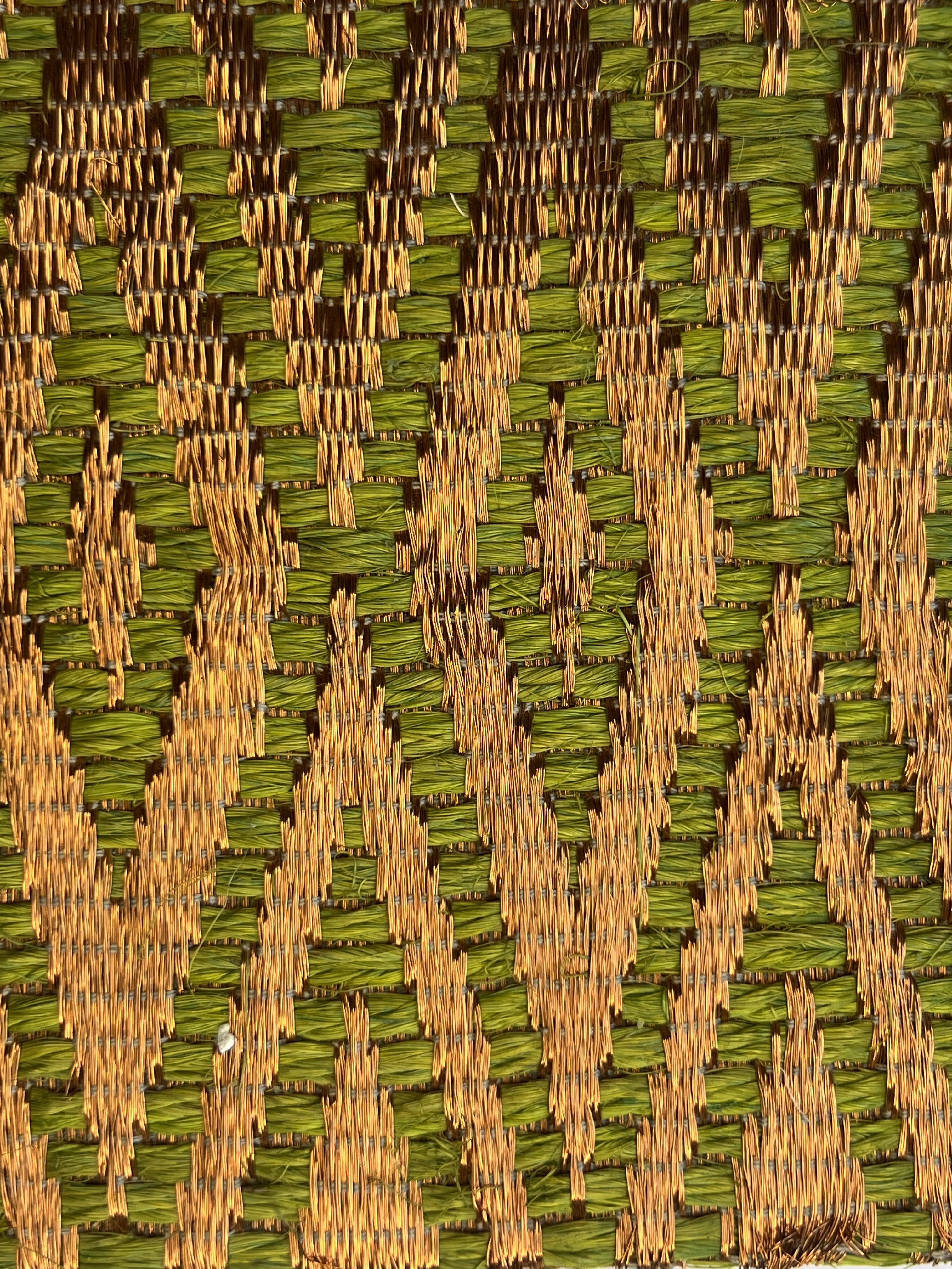 Green and Rust Diamond Chevron Weave Area Rug