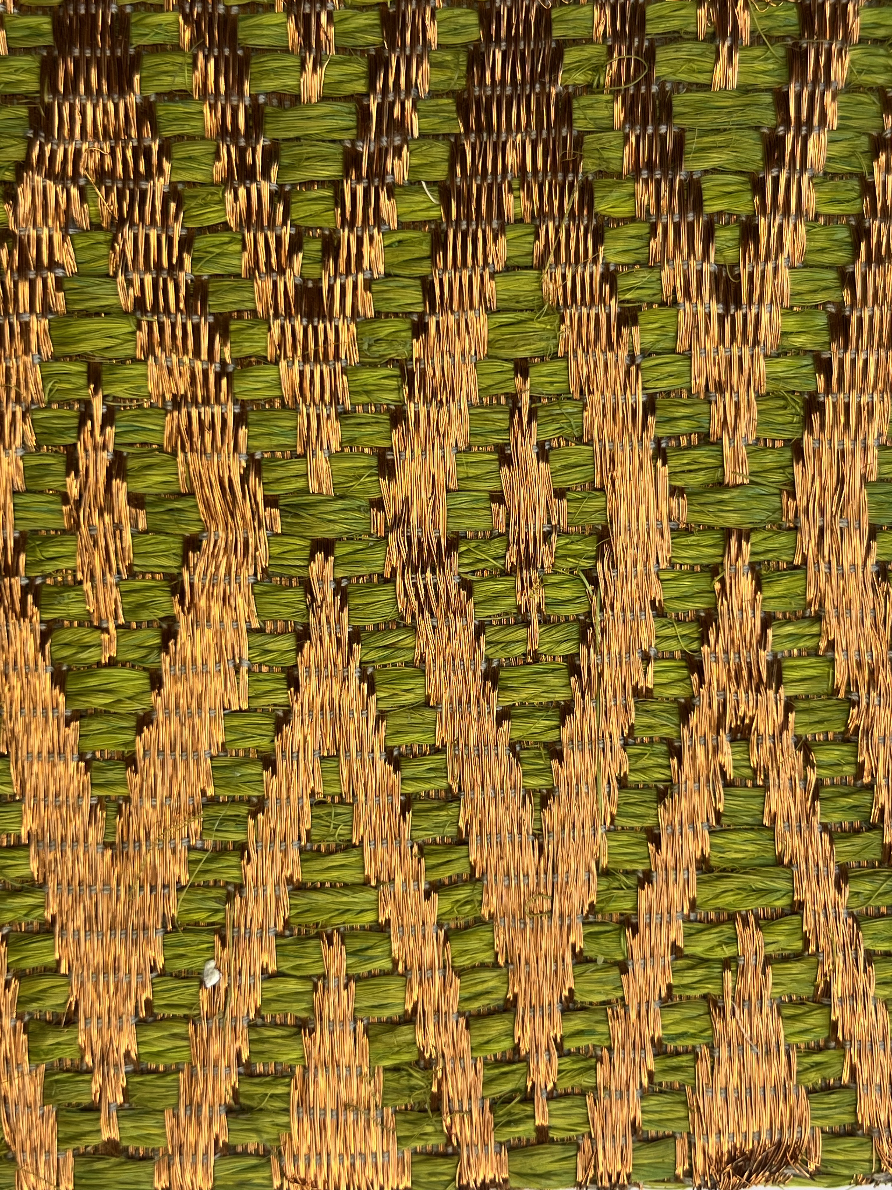 Green and Rust Diamond Chevron Weave Area Rug