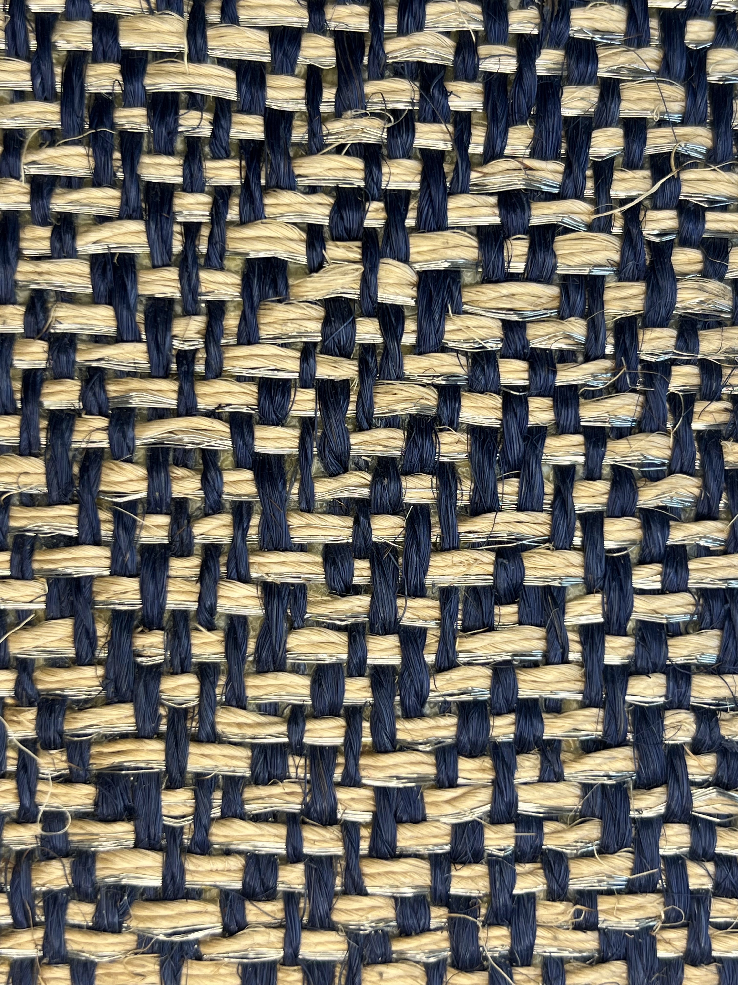 Blue and Tan Checkered Weave Area Rug