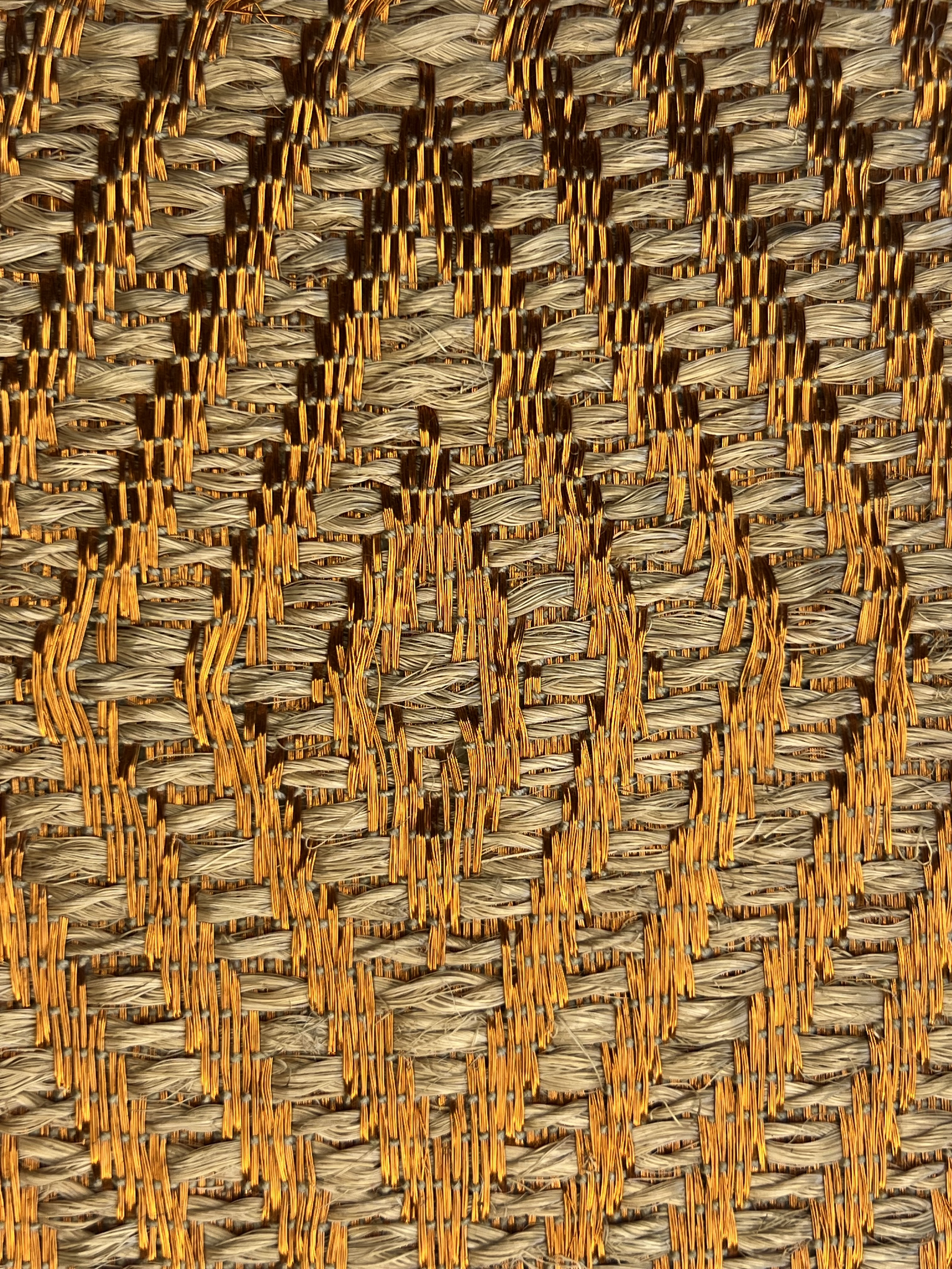 Orange-gold and Brown Diamond-lattice Weave Area Rug
