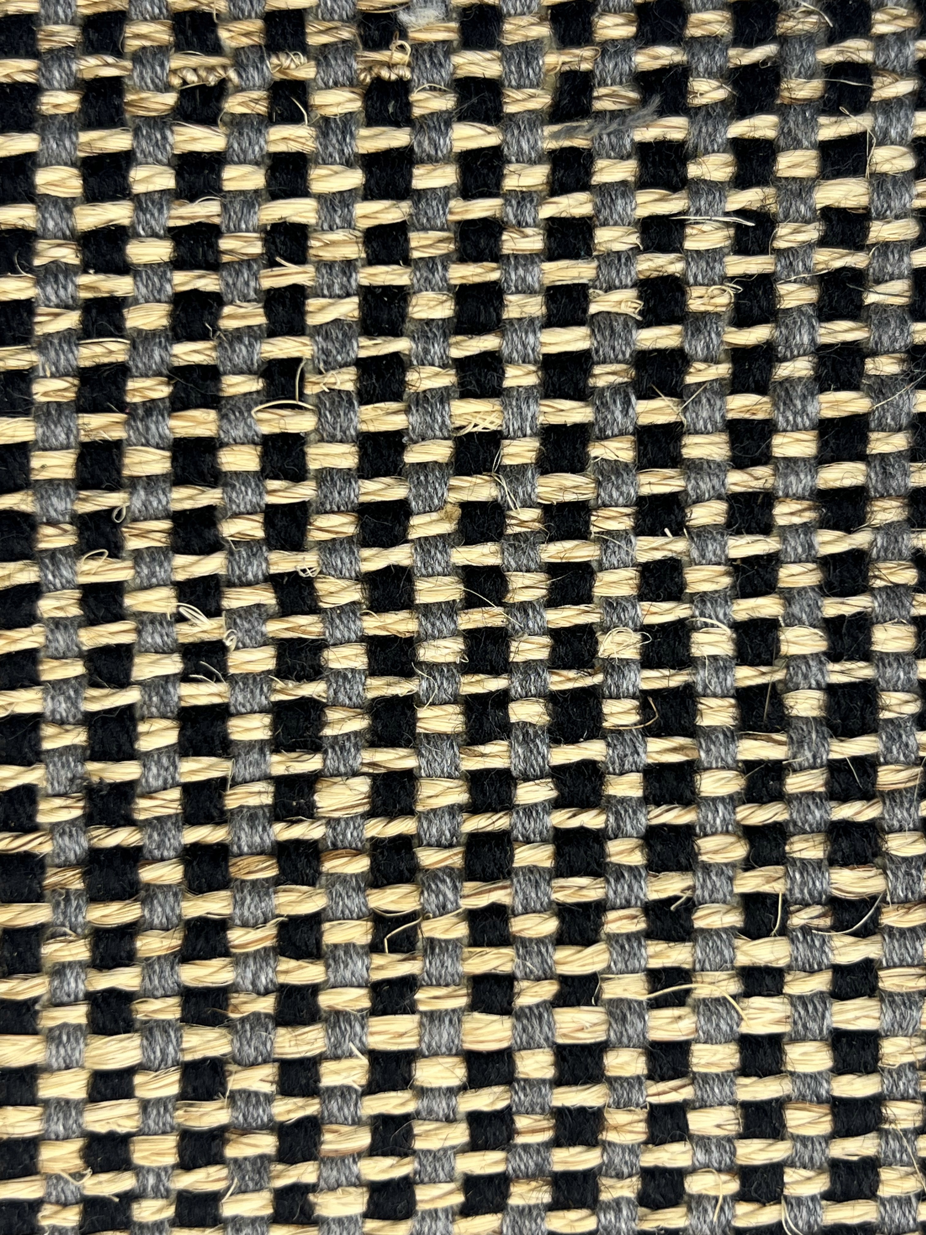 Brown and Tan Basketweave Grid Area Rug