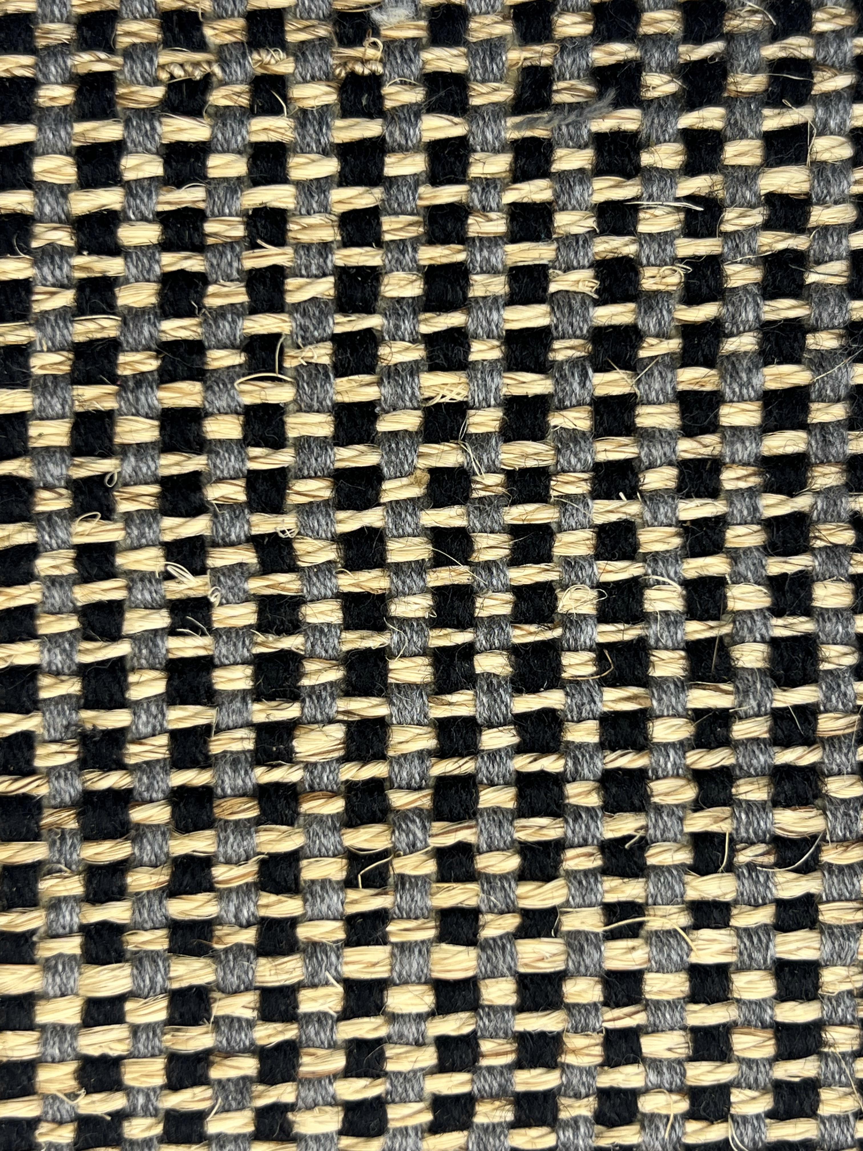 Brown and Tan Basketweave Grid Area Rug