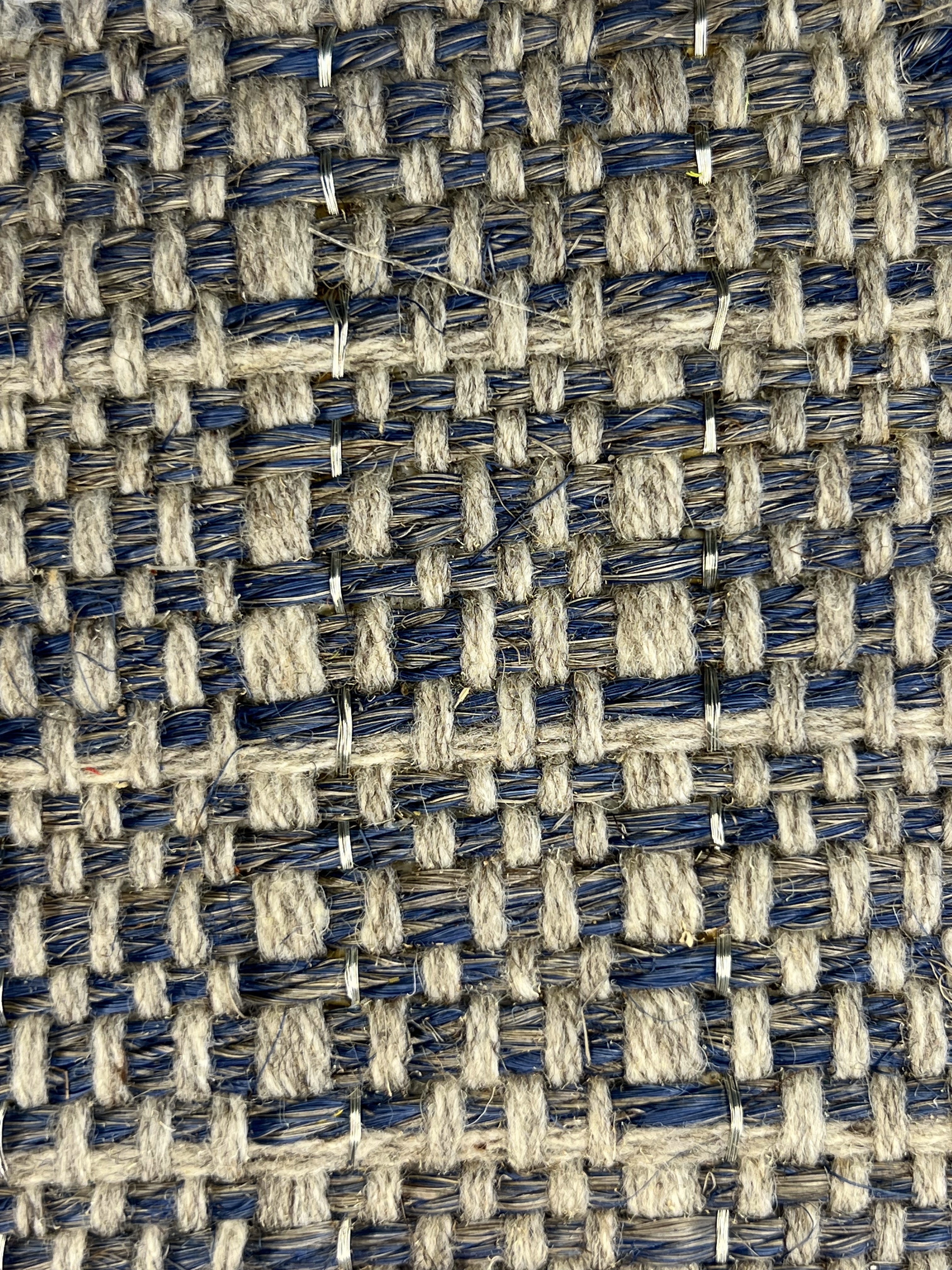 Charcoal and Cream Basketweave Grid Area Rug